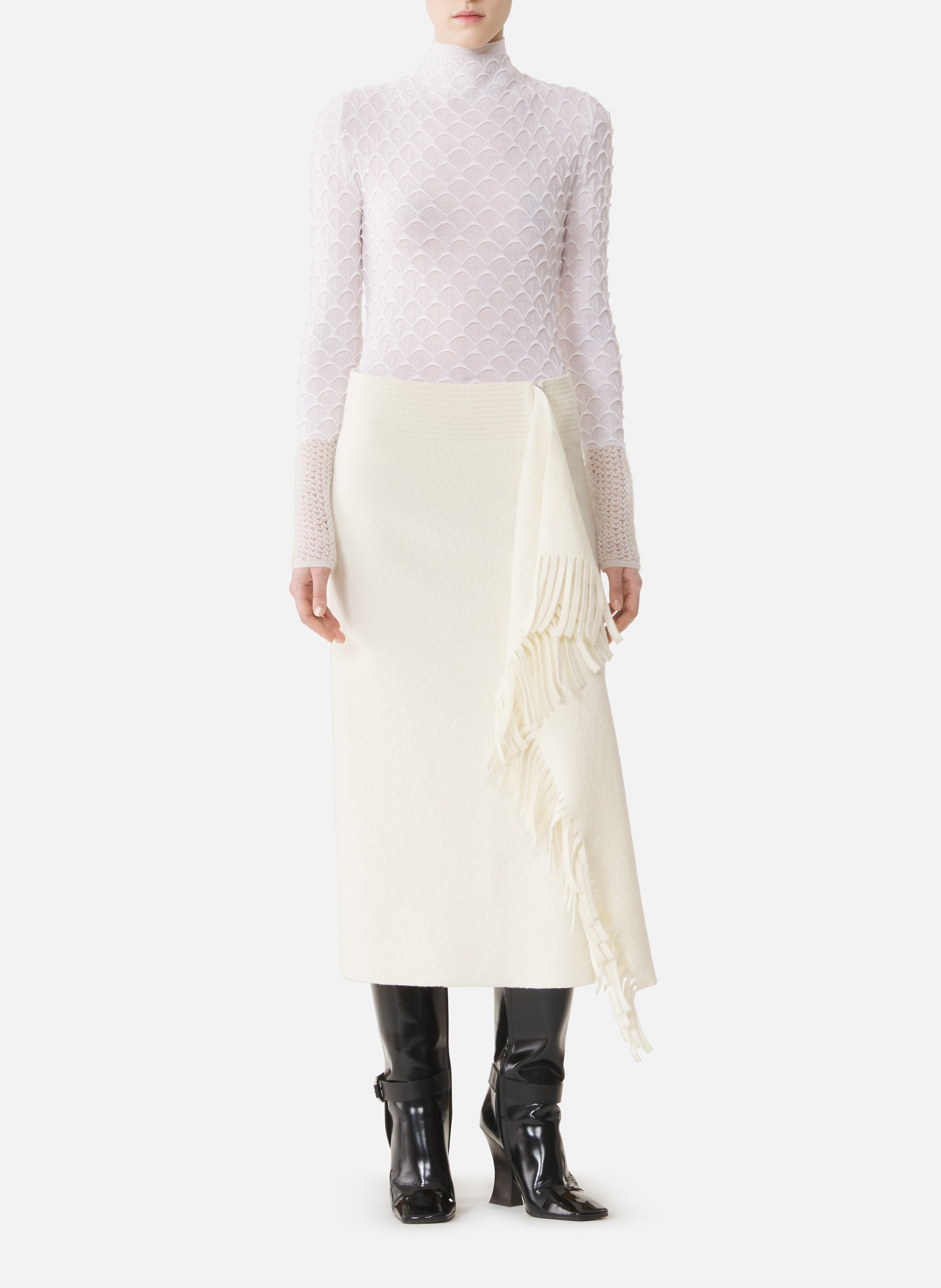 Haut col montant en laine et en mohair LANVIN Blanc