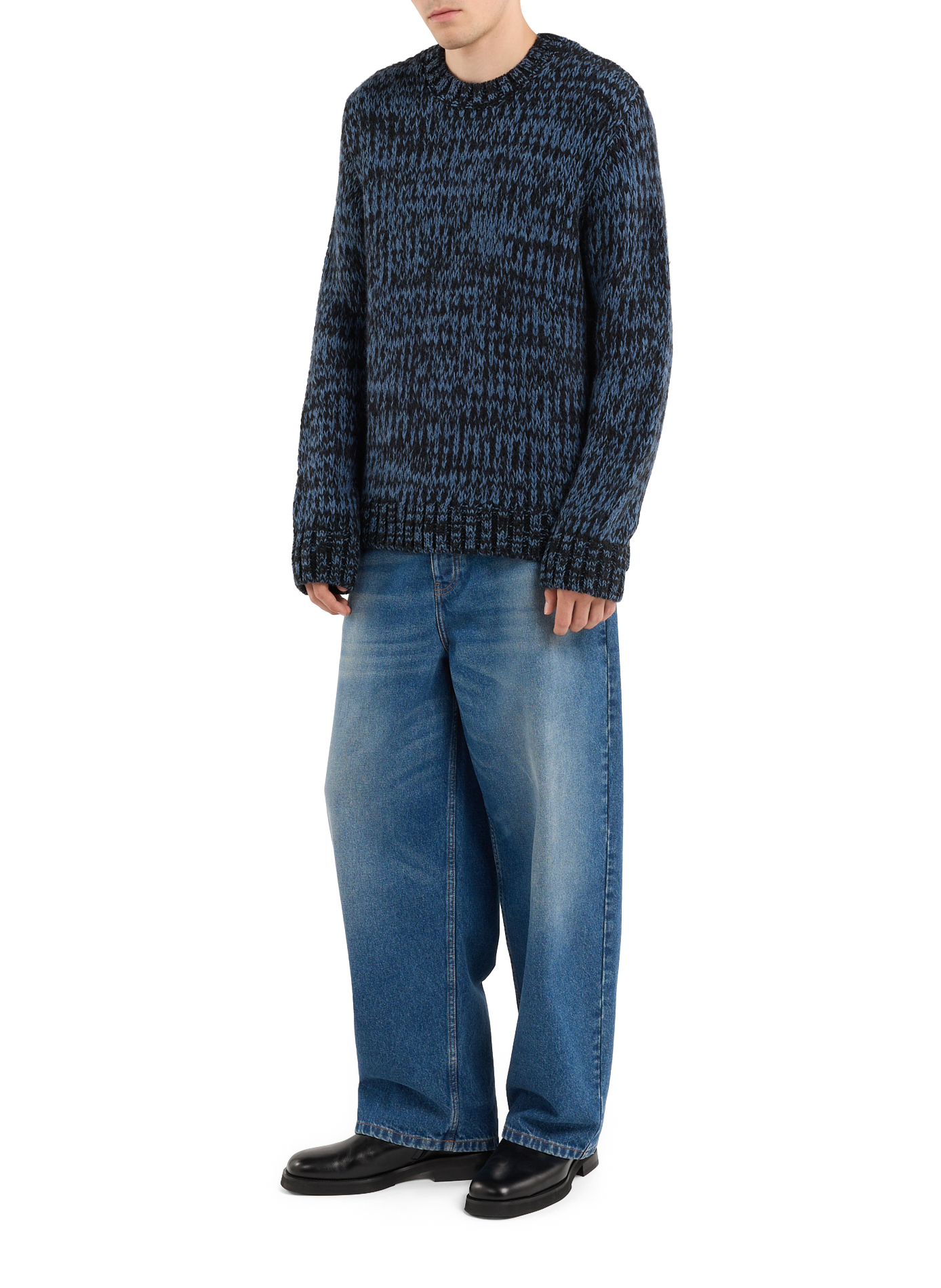 Gailey round neck sweater in mottled knit SAISON 1865 Blue