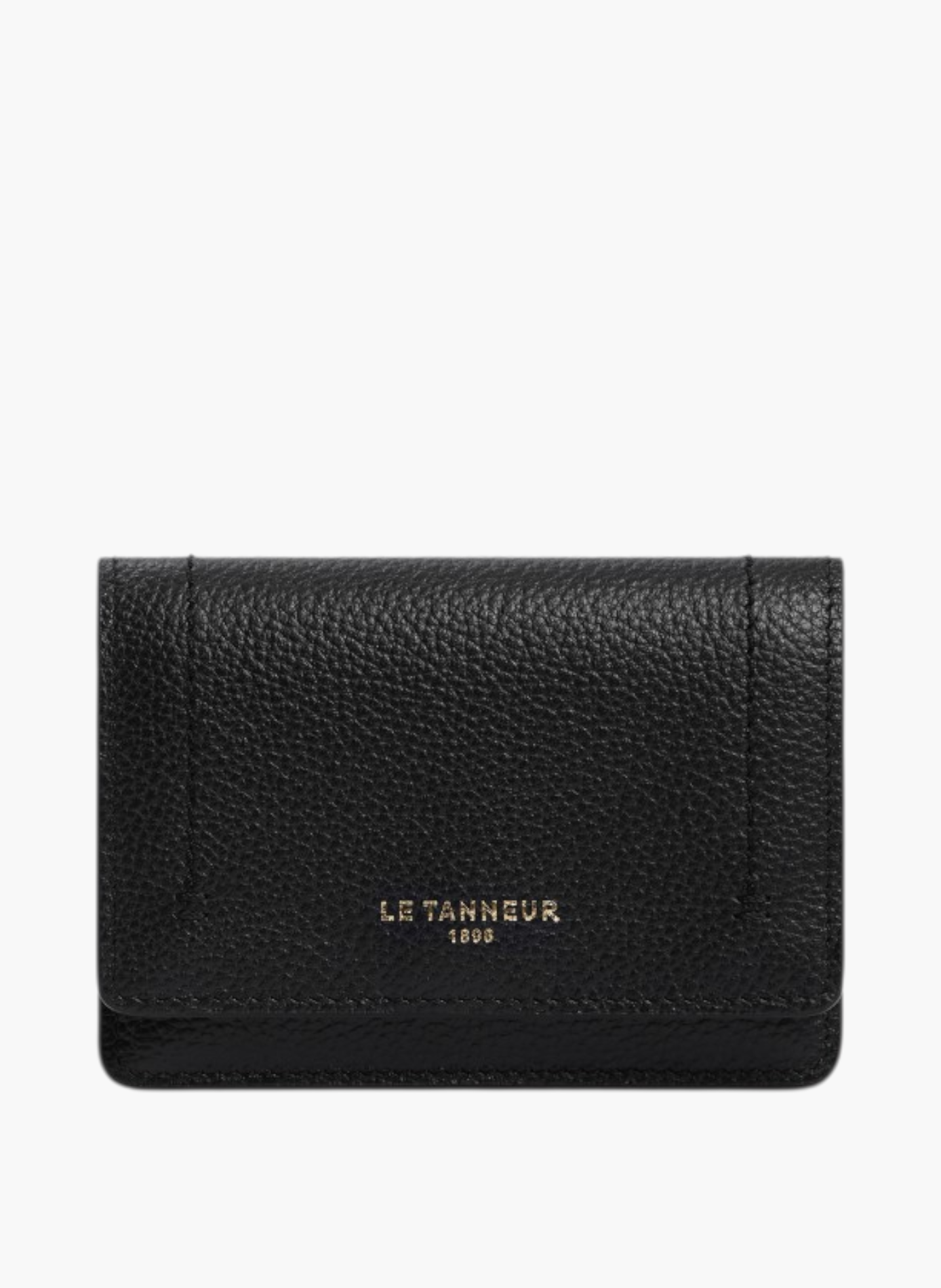 Petit porte cartes à rabat louison en cuir grainé LE TANNEUR Noir