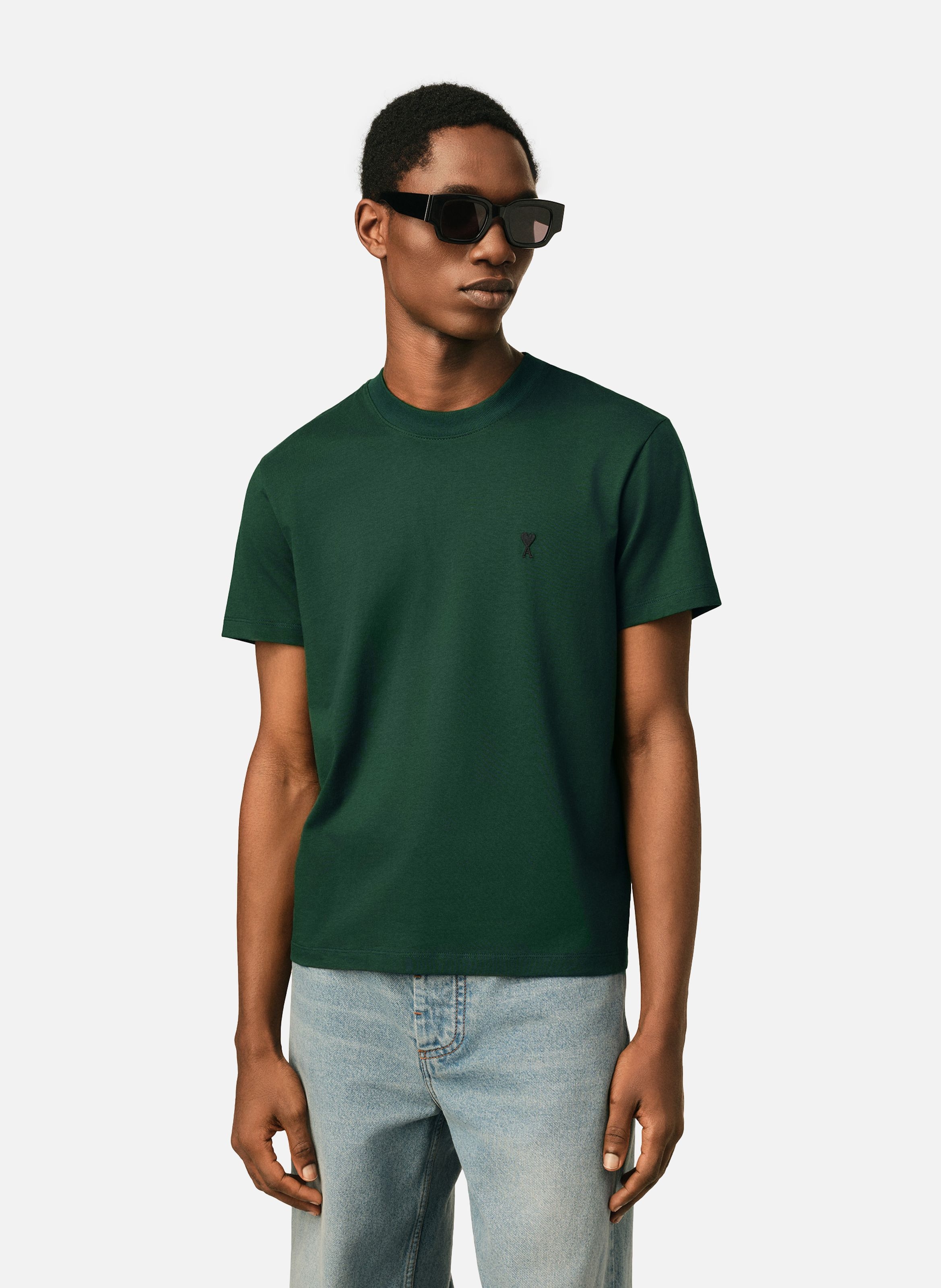T-shirt ami de coeur en coton AMI PARIS Vert