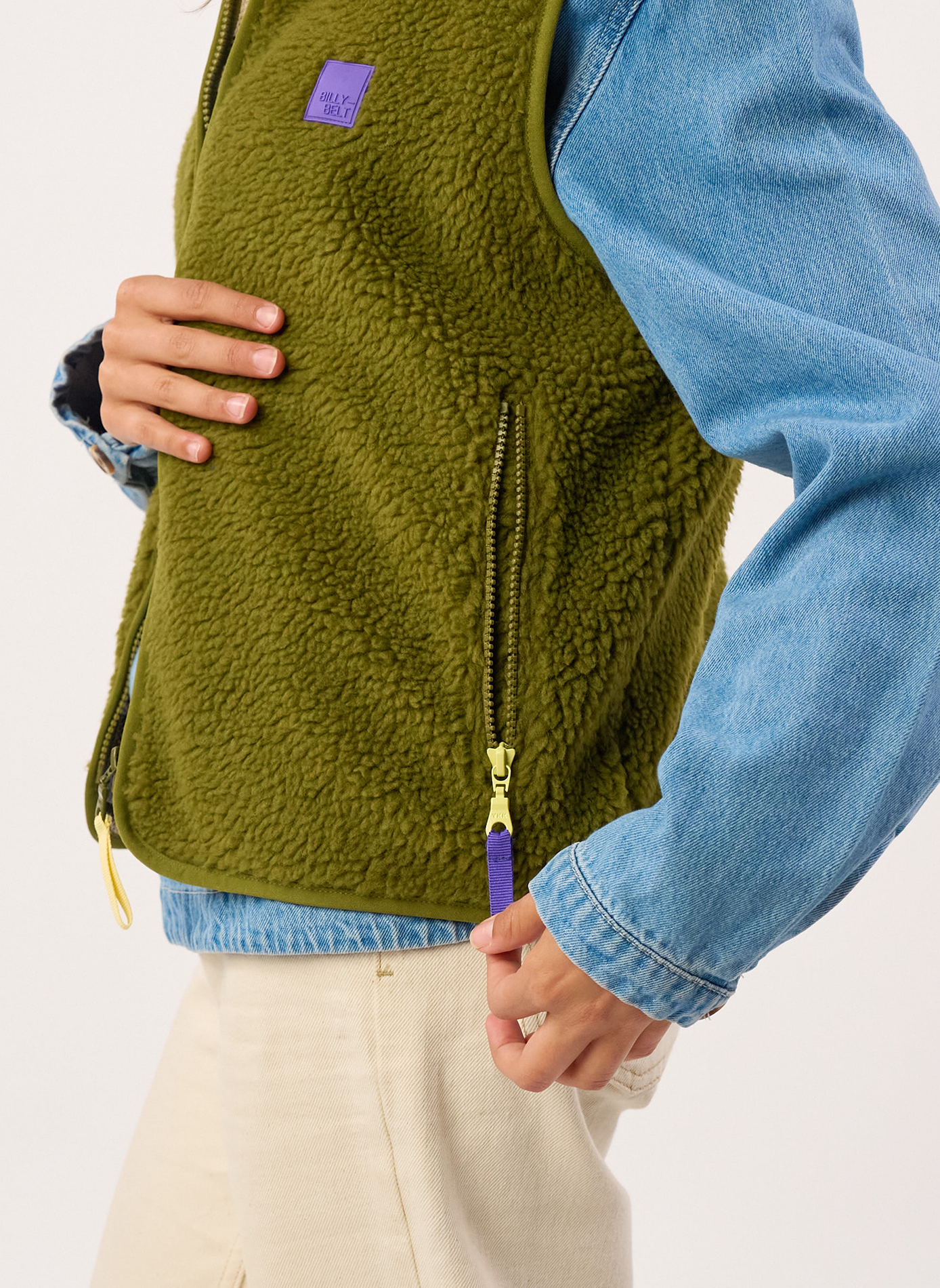 Veste sherpa zippée sans manches BILLYBELT Vert