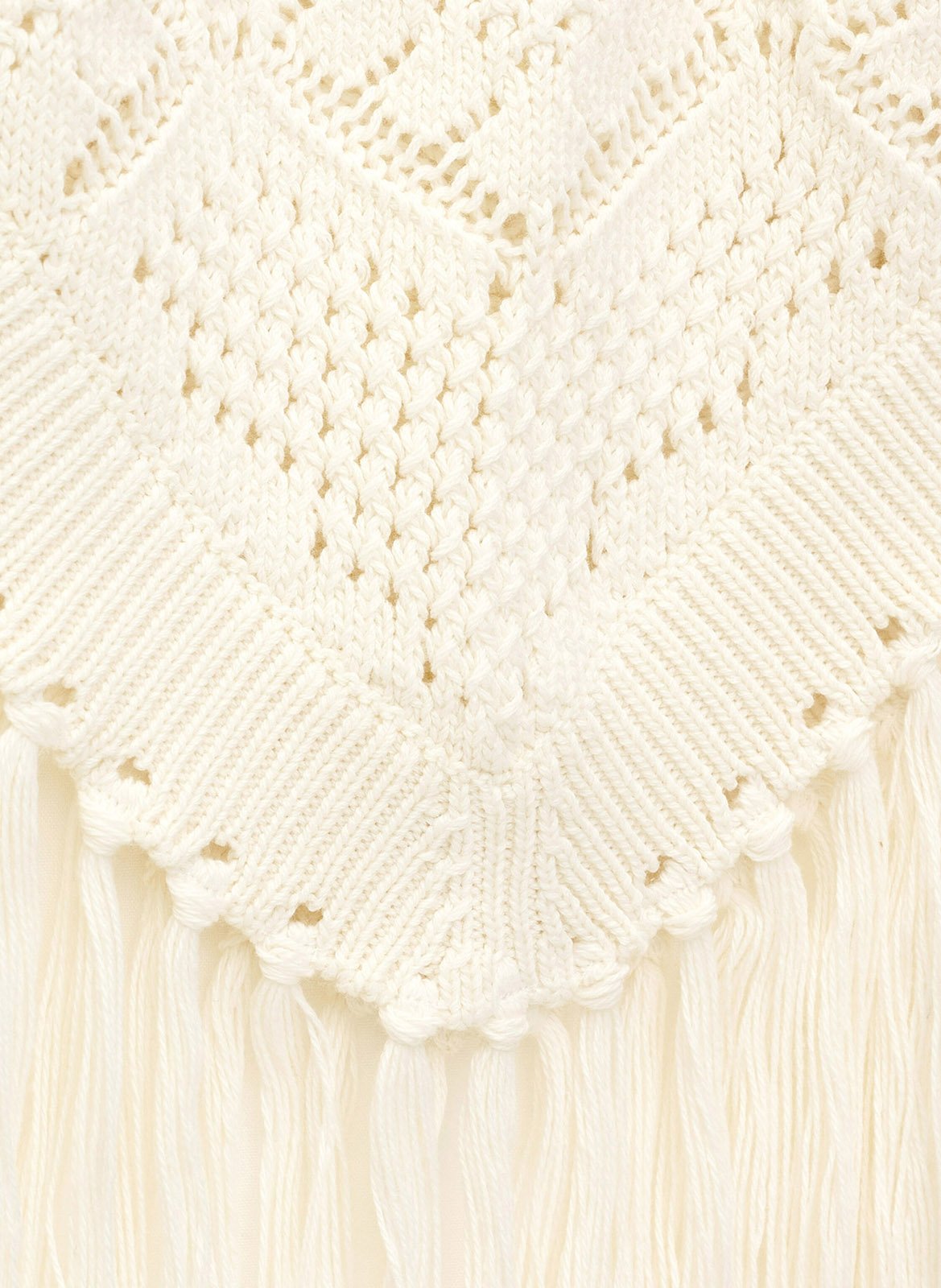 Poncho à franges en maille crochet sandy BA&SH Beige