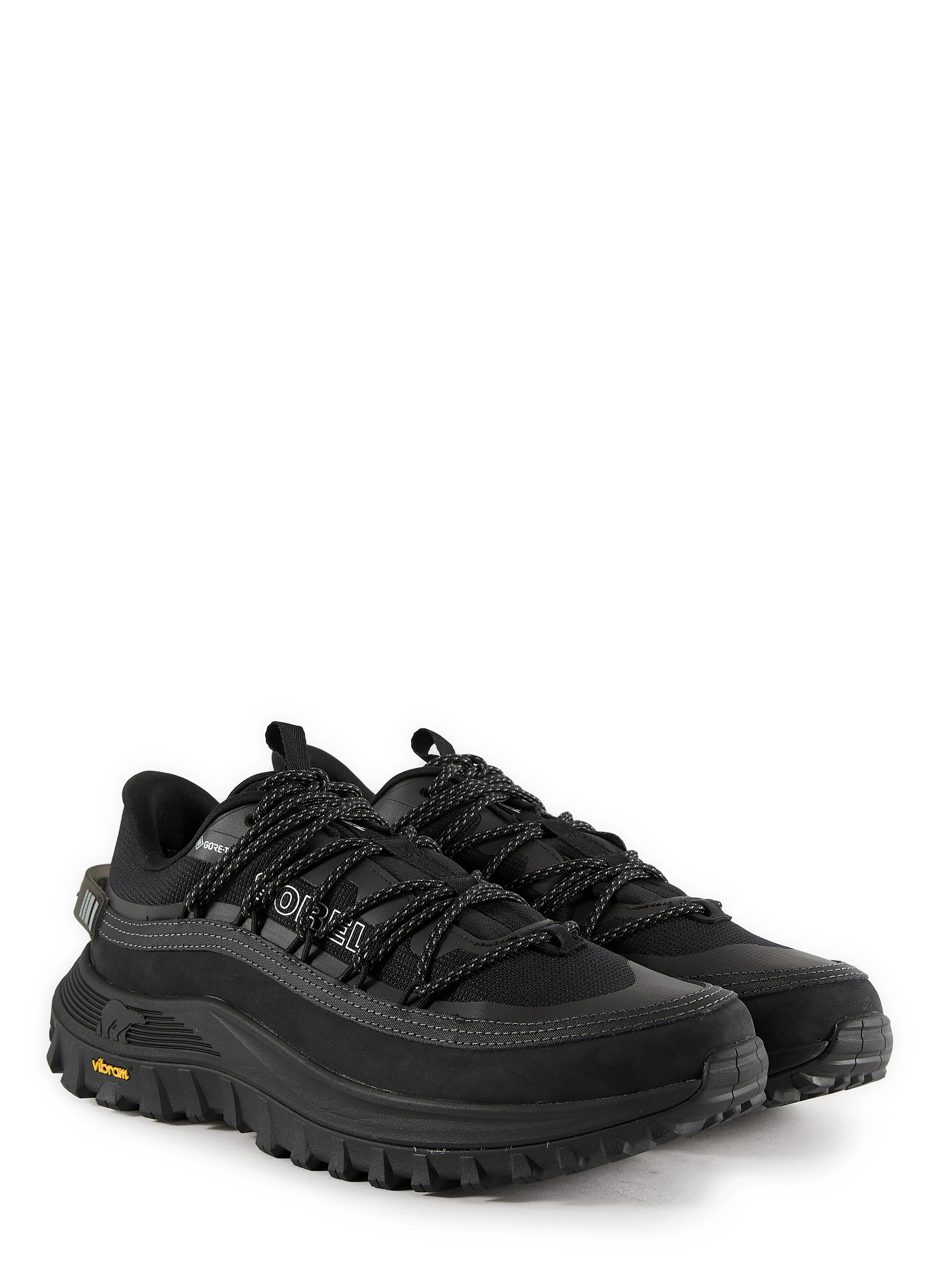 Mixed Leather Lace-Up Sneakers SOREL Black