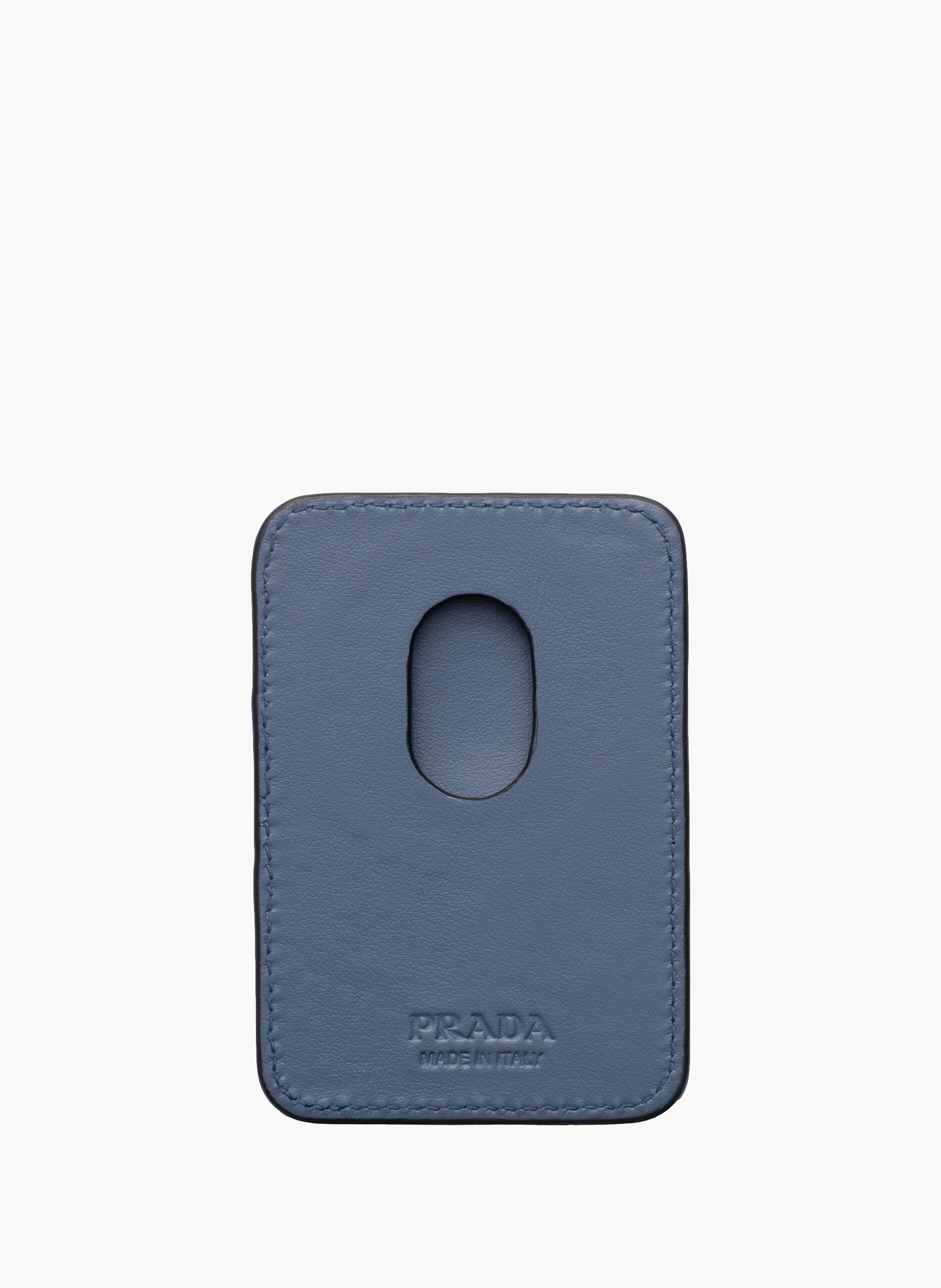 Porte-cartes en cuir saffiano PRADA Bleu