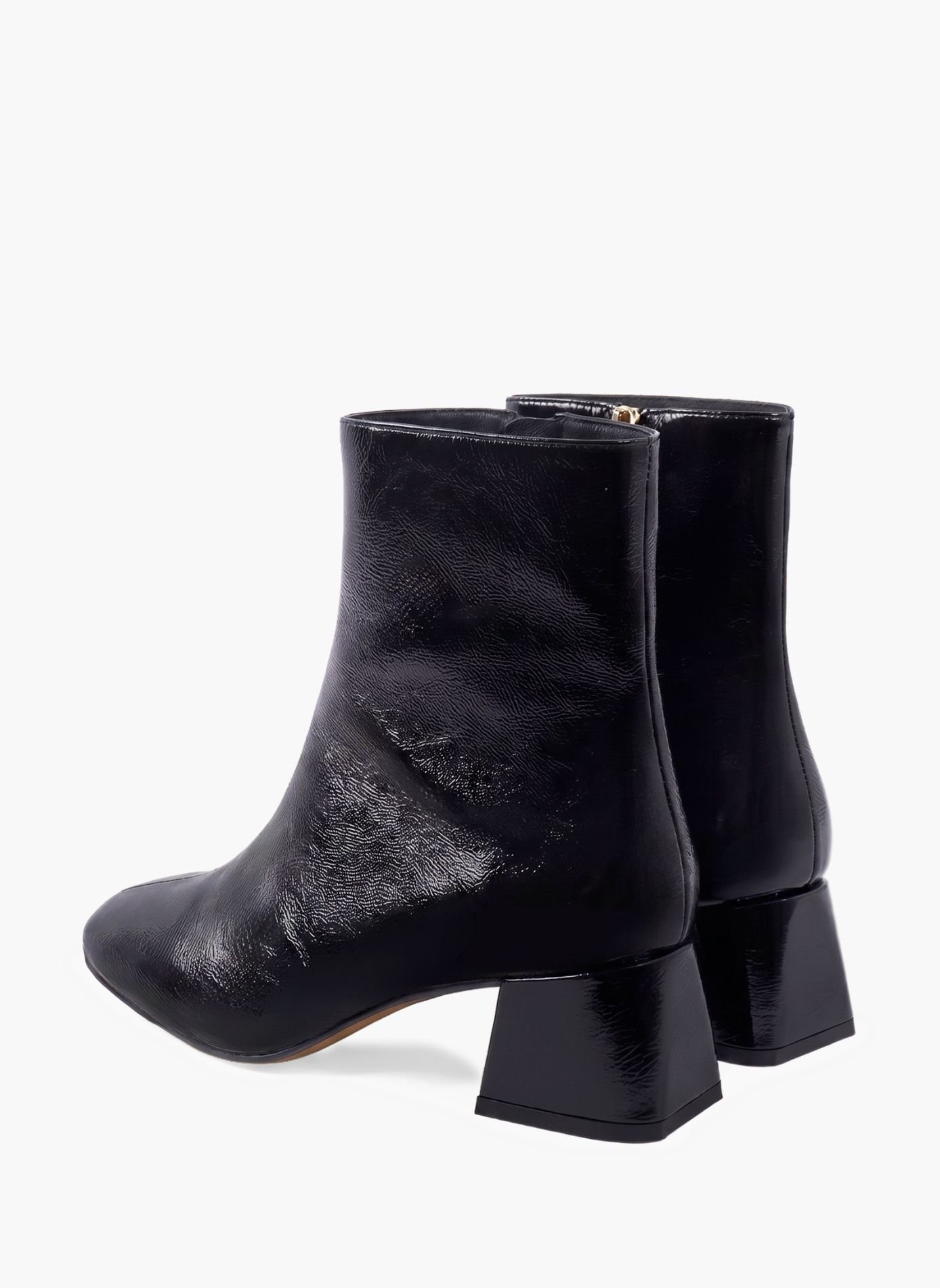 Bottines moyen talon carré diane cuir vernis JULES & JENN Noir