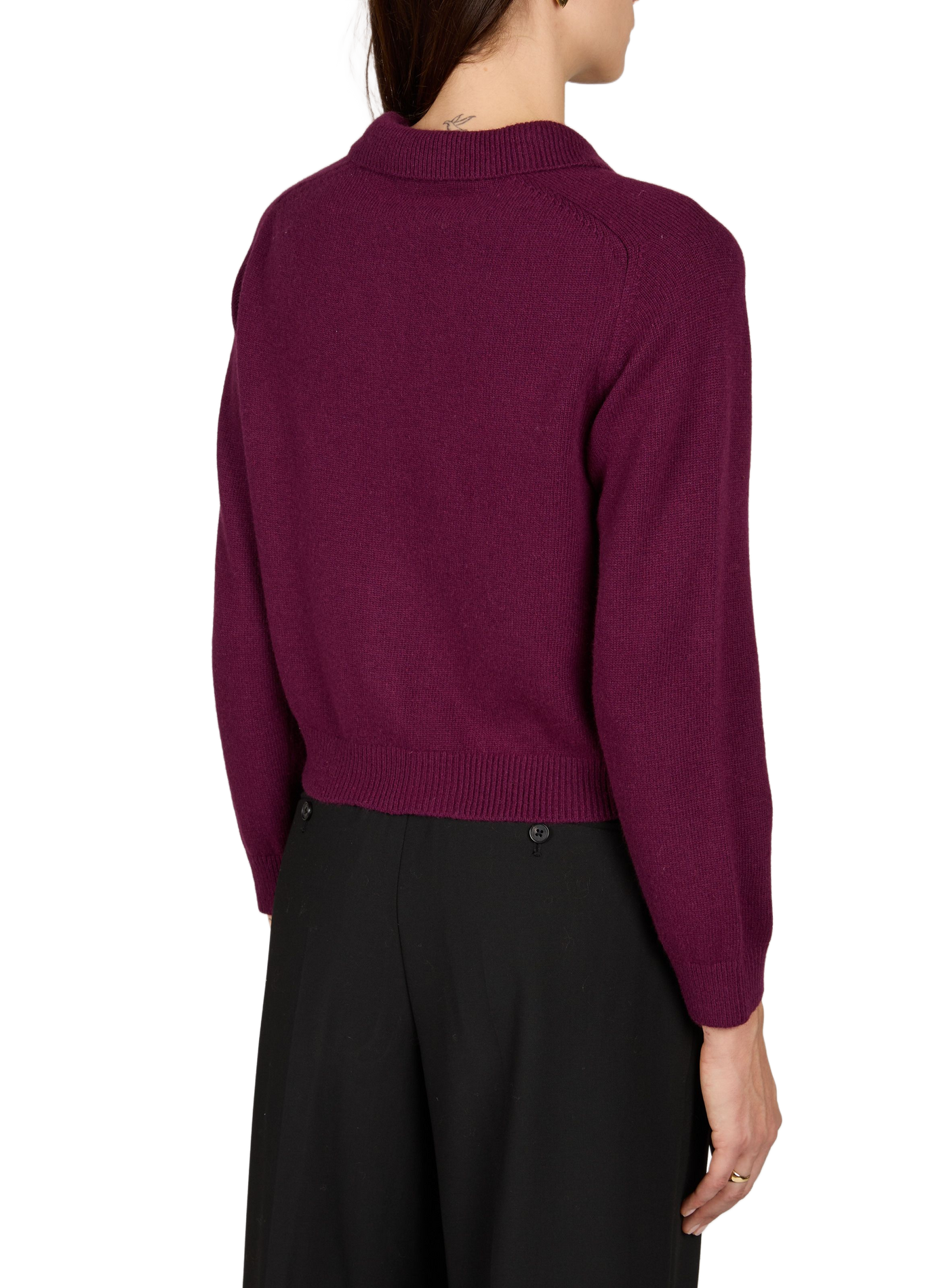 Cardigan court en maille fine DUNST Violet