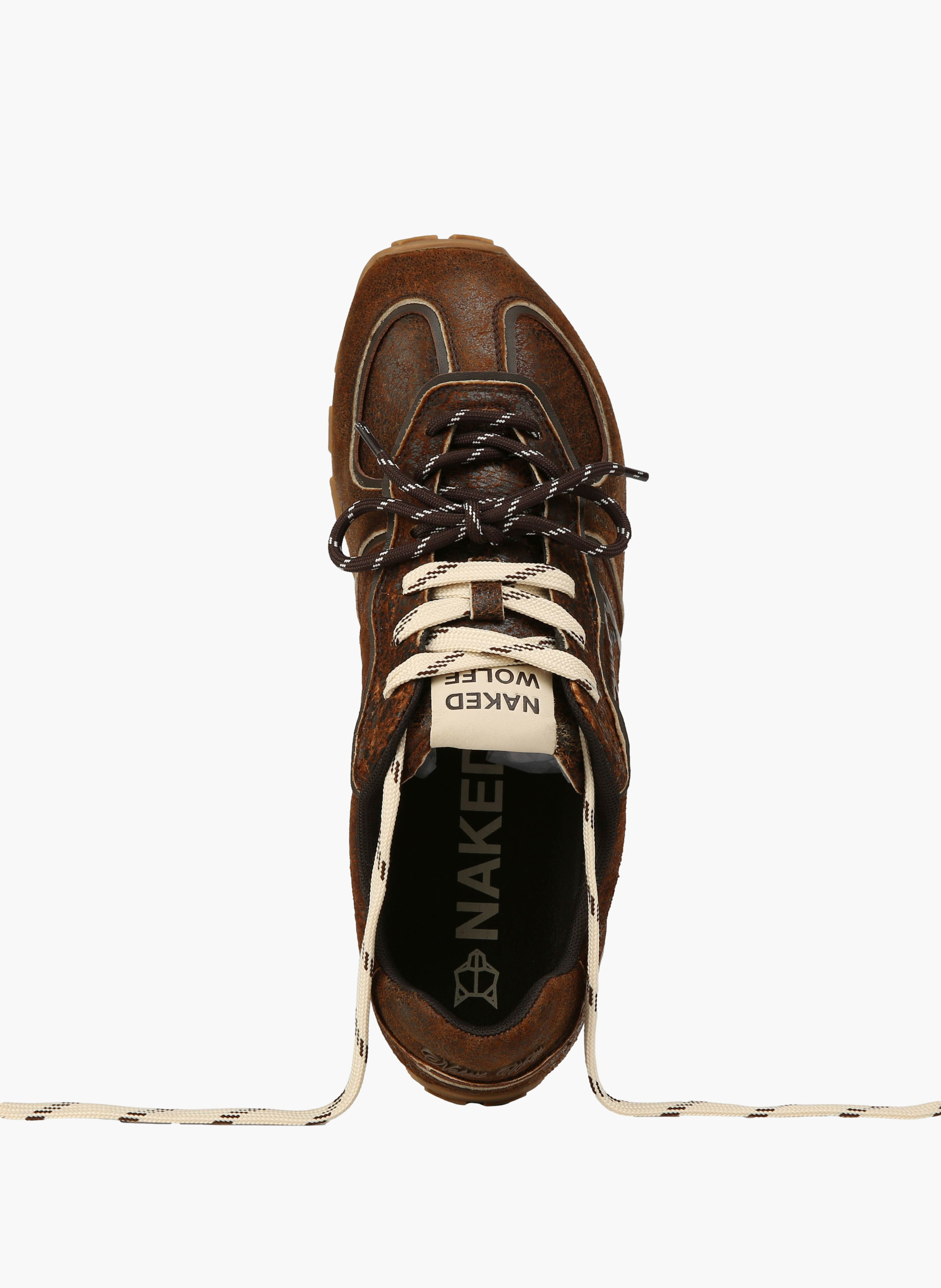 Baskets lightning en cuir vieilli NAKED WOLFE Marron