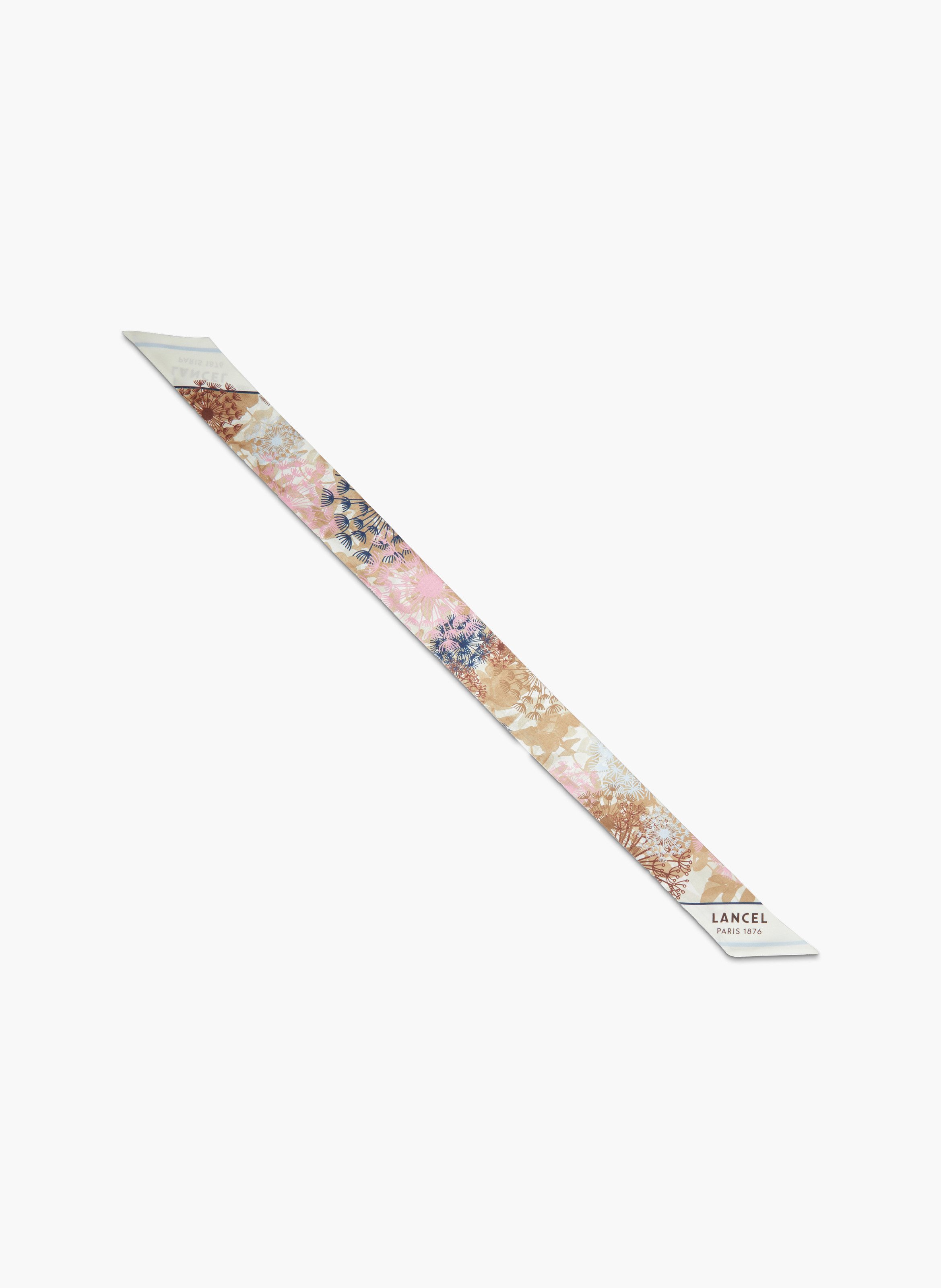Bandeau met vuurwerkpatroon in bedrukte zijden twill. LANCEL Wit