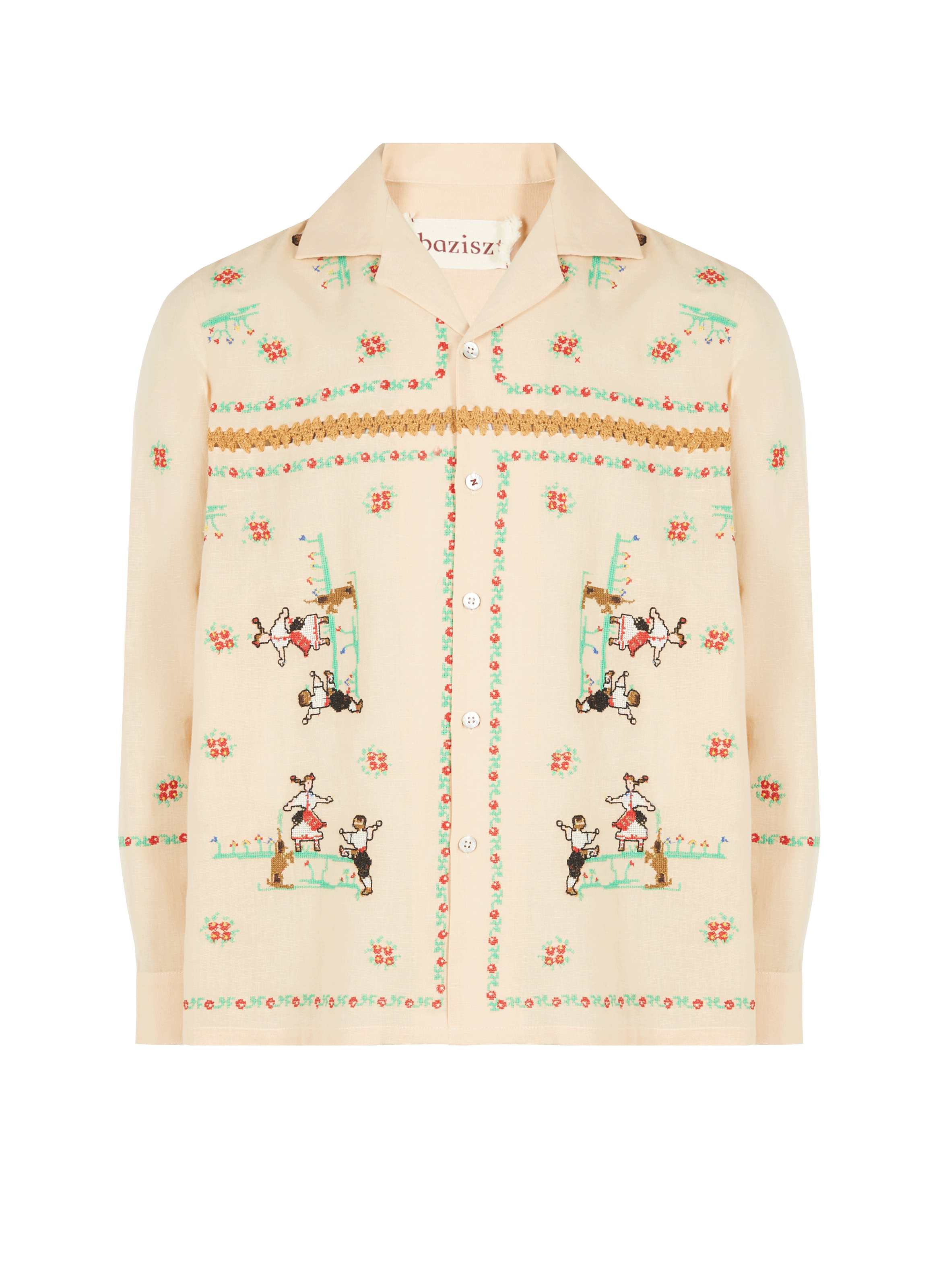 Chemise Joy of living en coton mélangé BAZISZT Beige