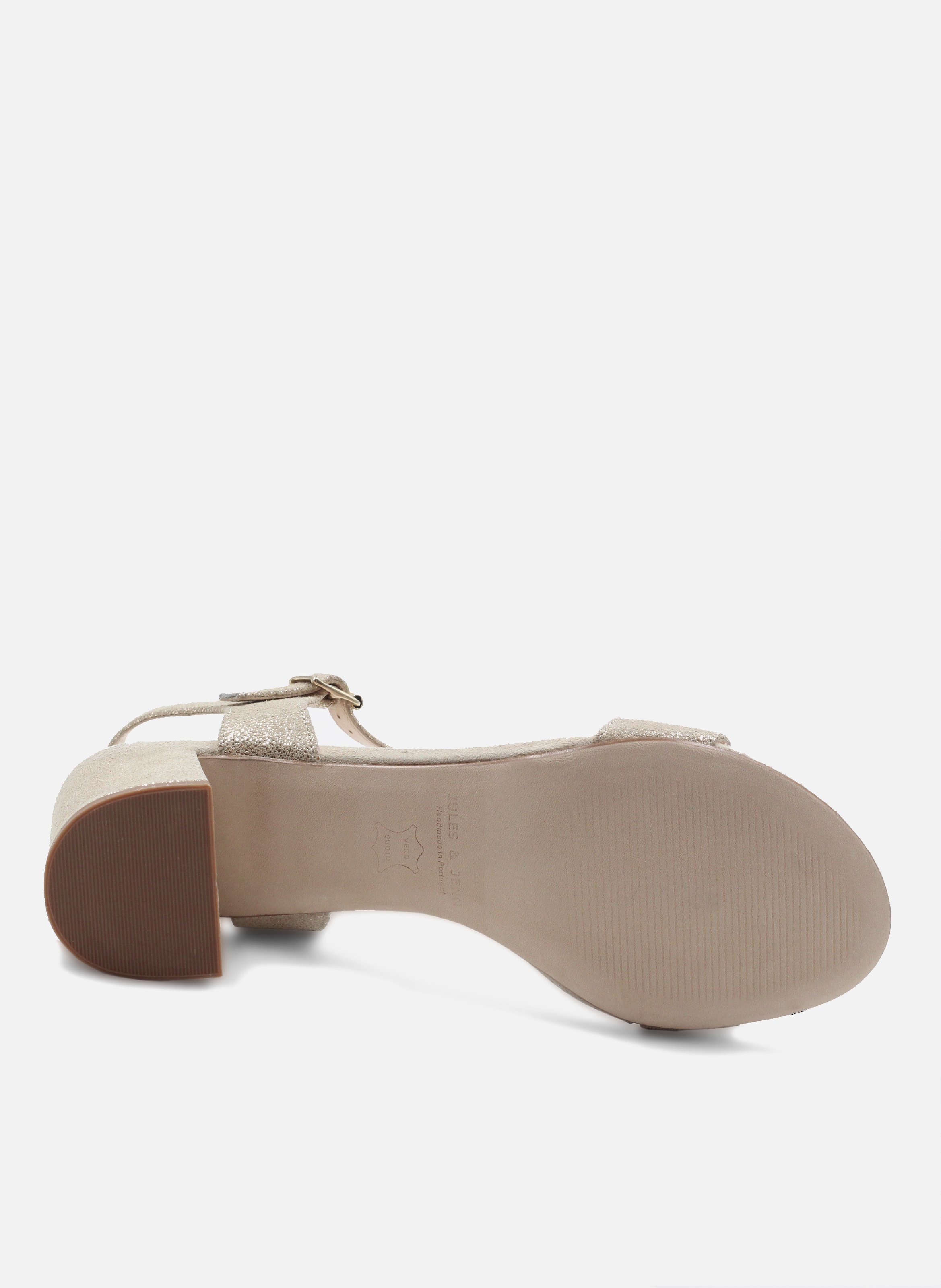 Sandales moyen talon cuir métalisé JULES & JENN Doré