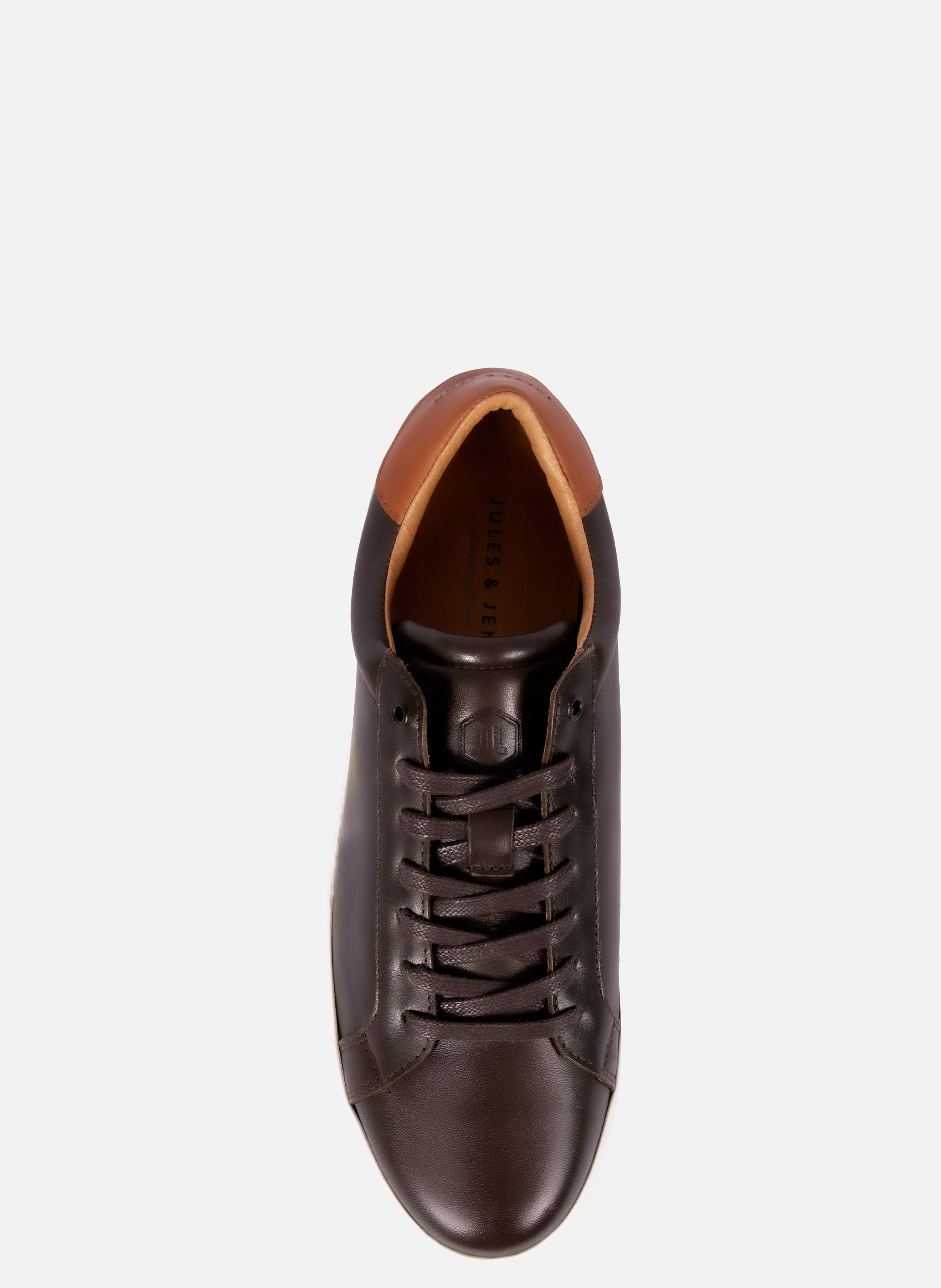 Tennis lacet homme cuir JULES & JENN Marron