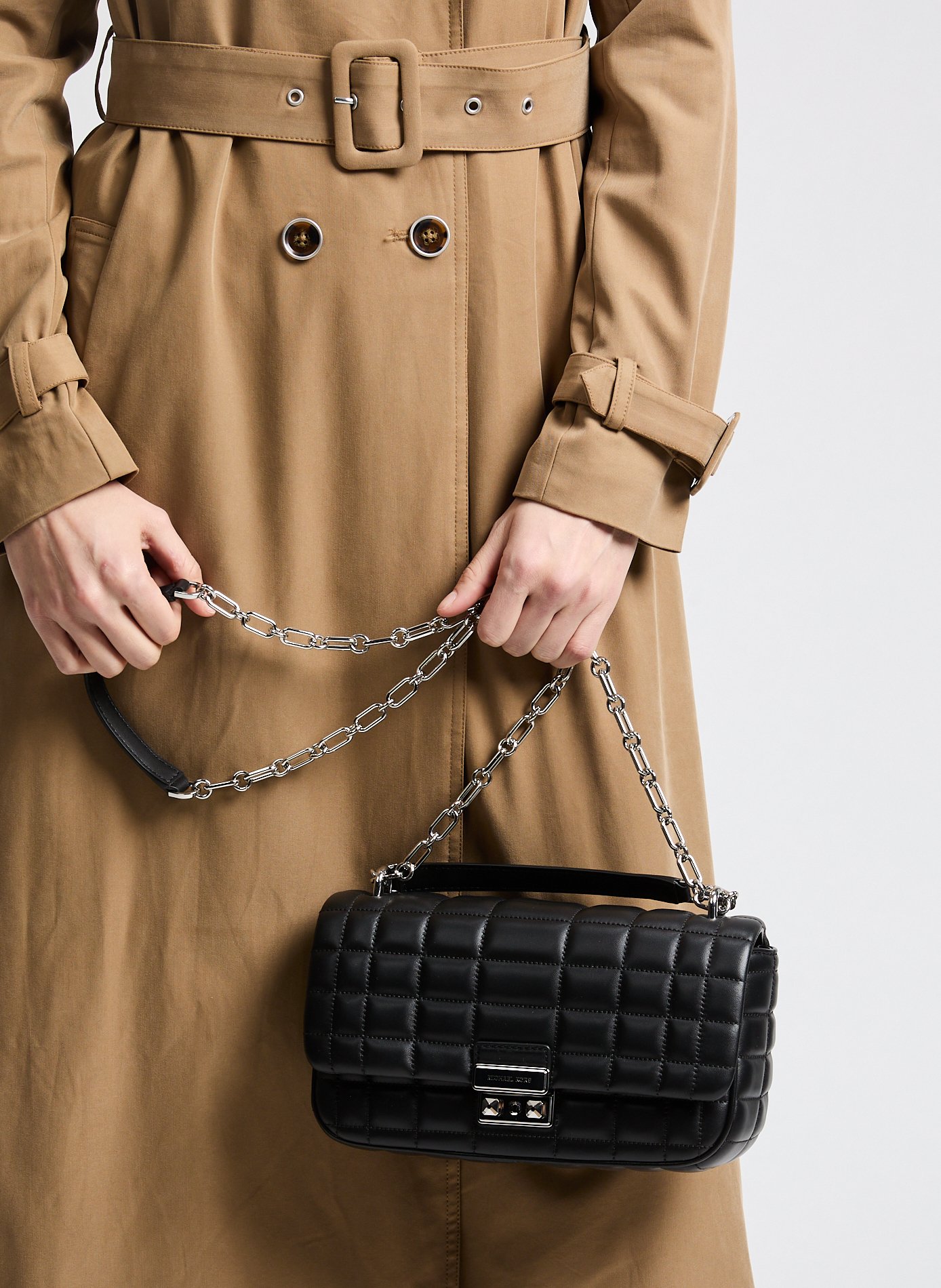 Sac à main matelassé en cuir Noir