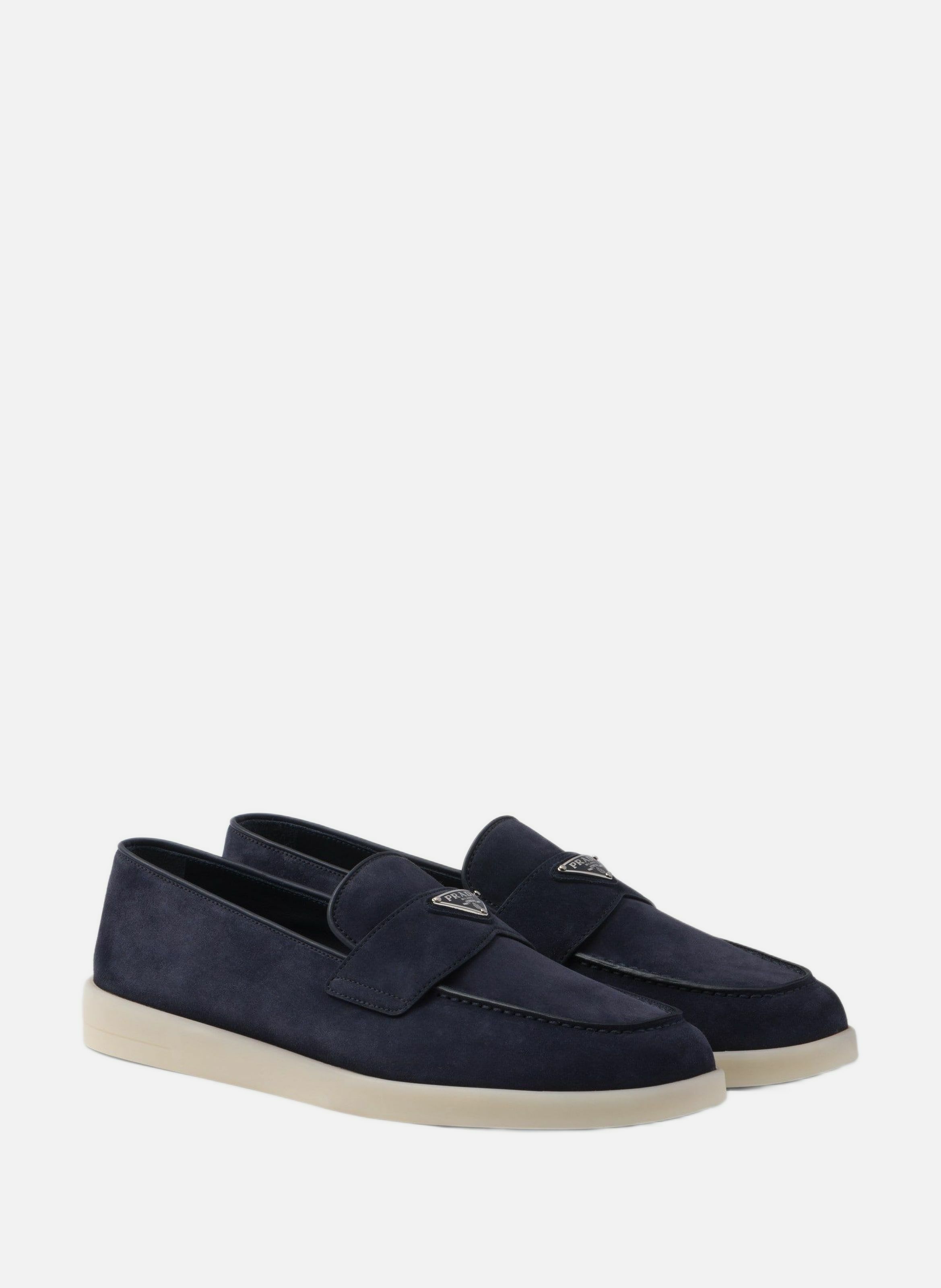 Mocassins en veau velours PRADA Bleu