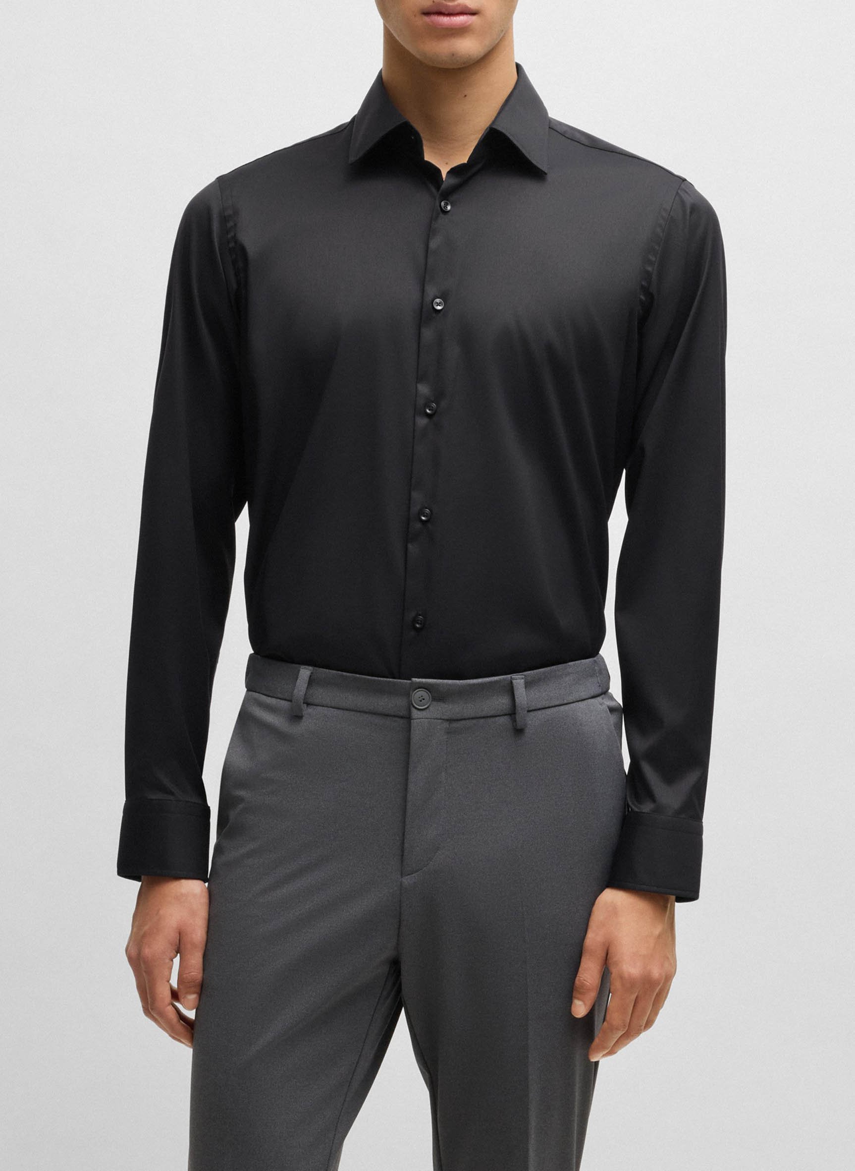 Chemise de ville regular BOSS Noir