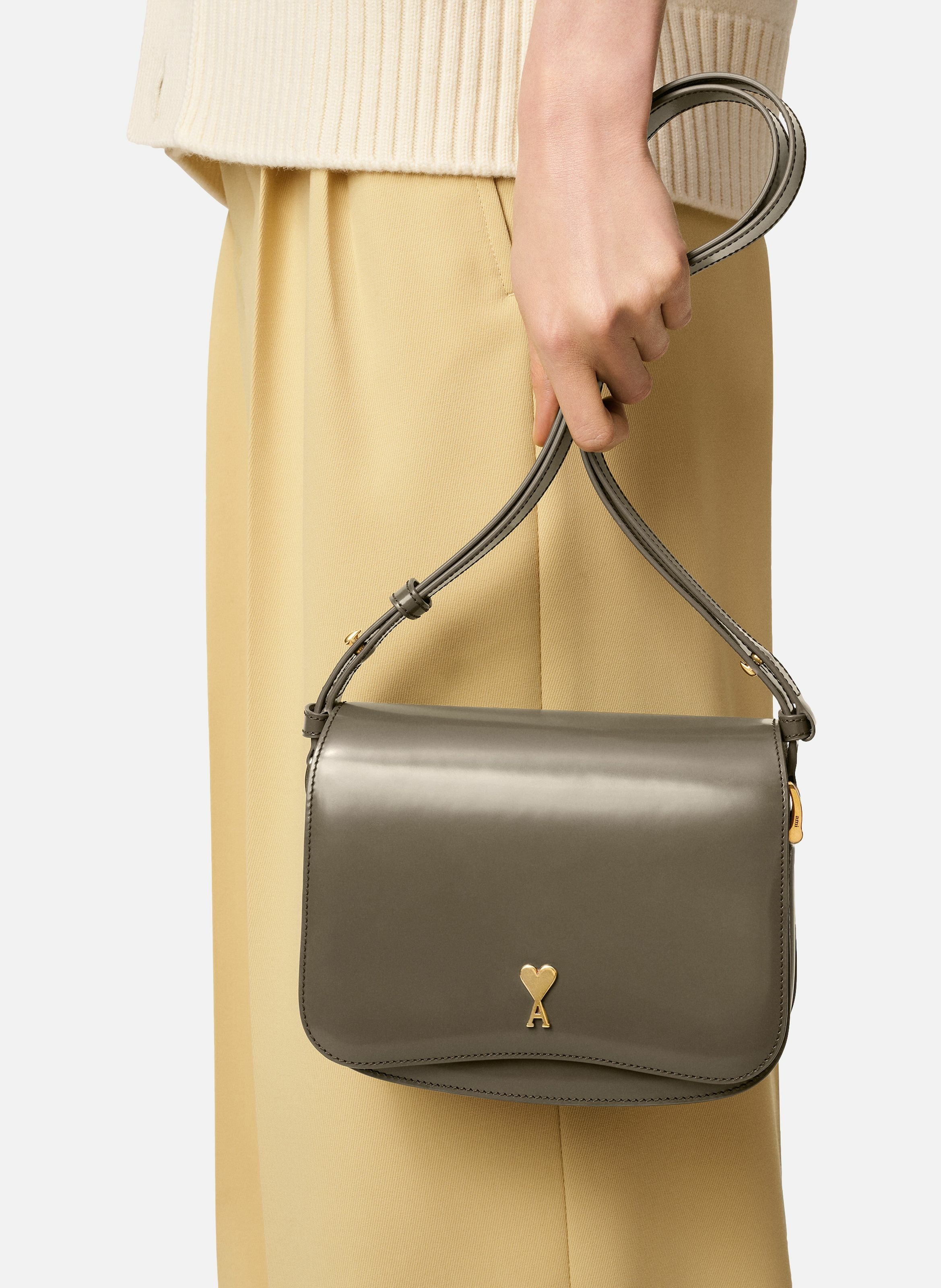 Sac paris paris unisexe en cuir de veau AMI PARIS Gris