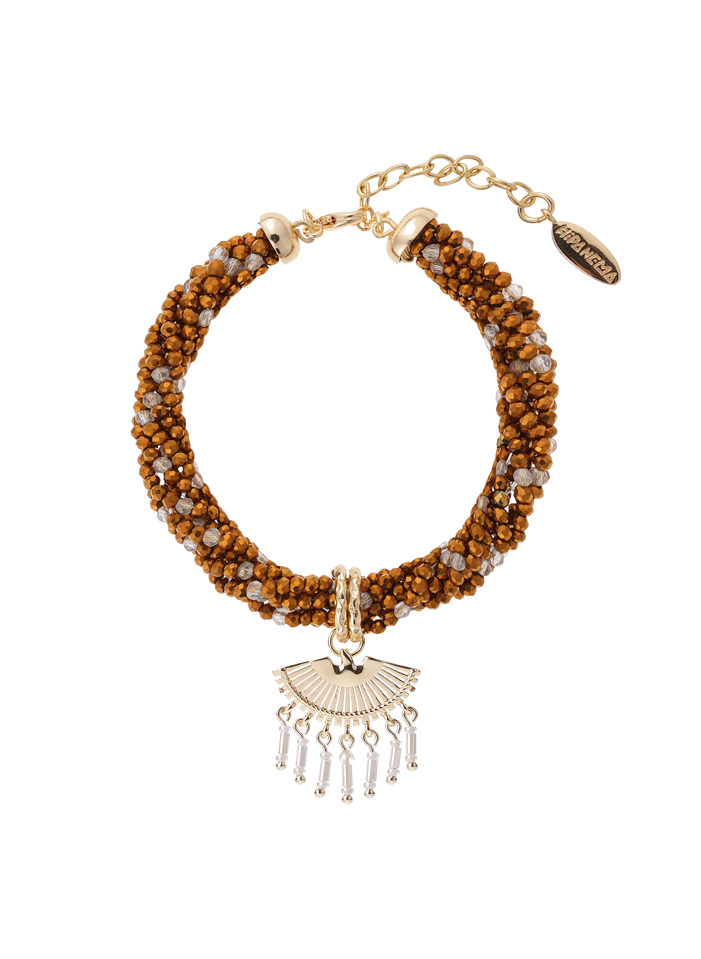 Bracelet de perles torsadées réglable avec pendentif nali HIPANEMA Doré