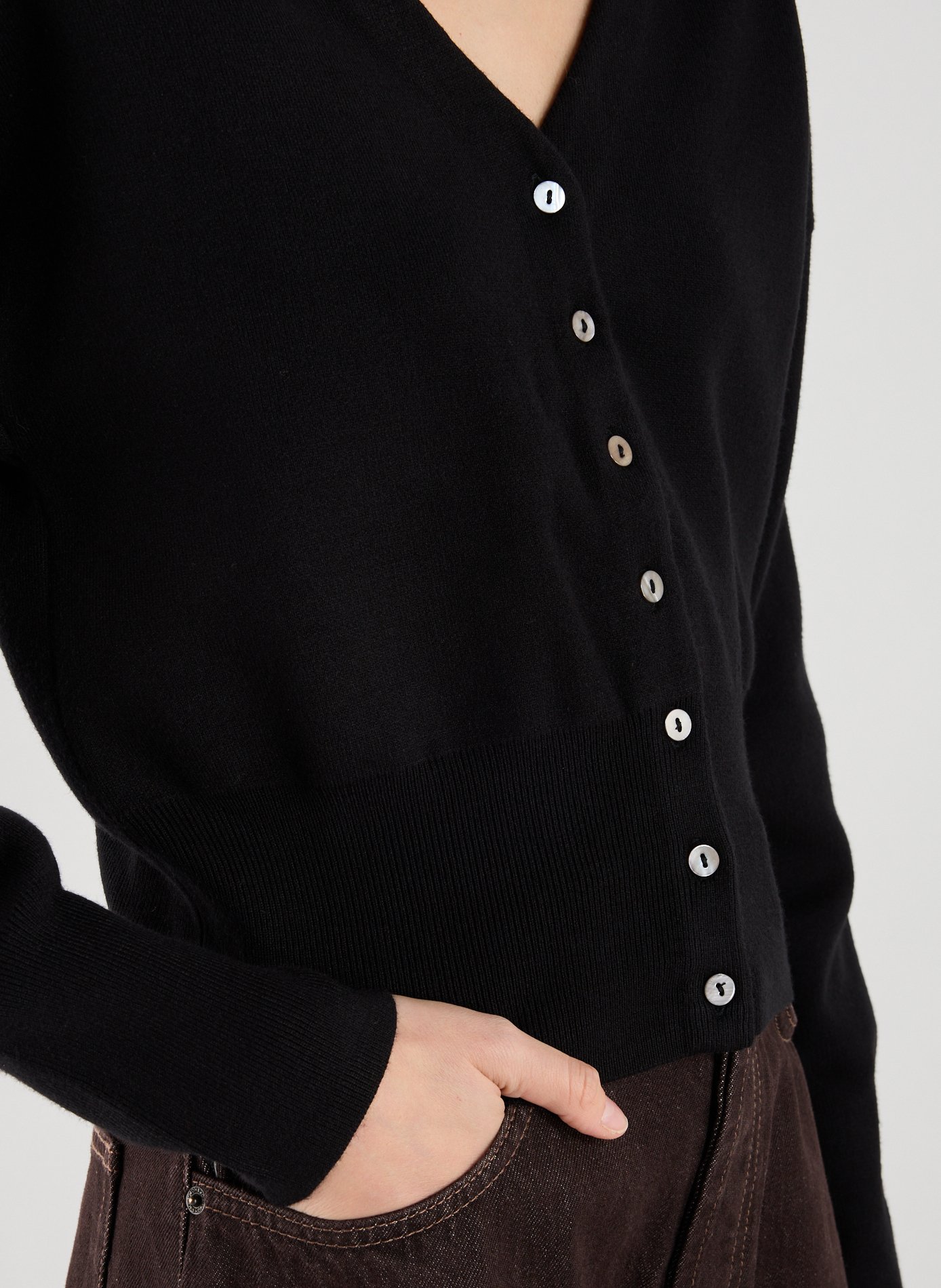 Fitted V-neck cardigan TOPSHOP Black