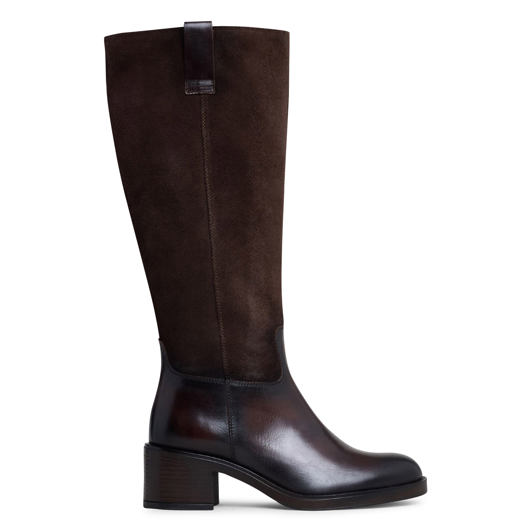 Bottes à talons en cuir claire JONAK Marron