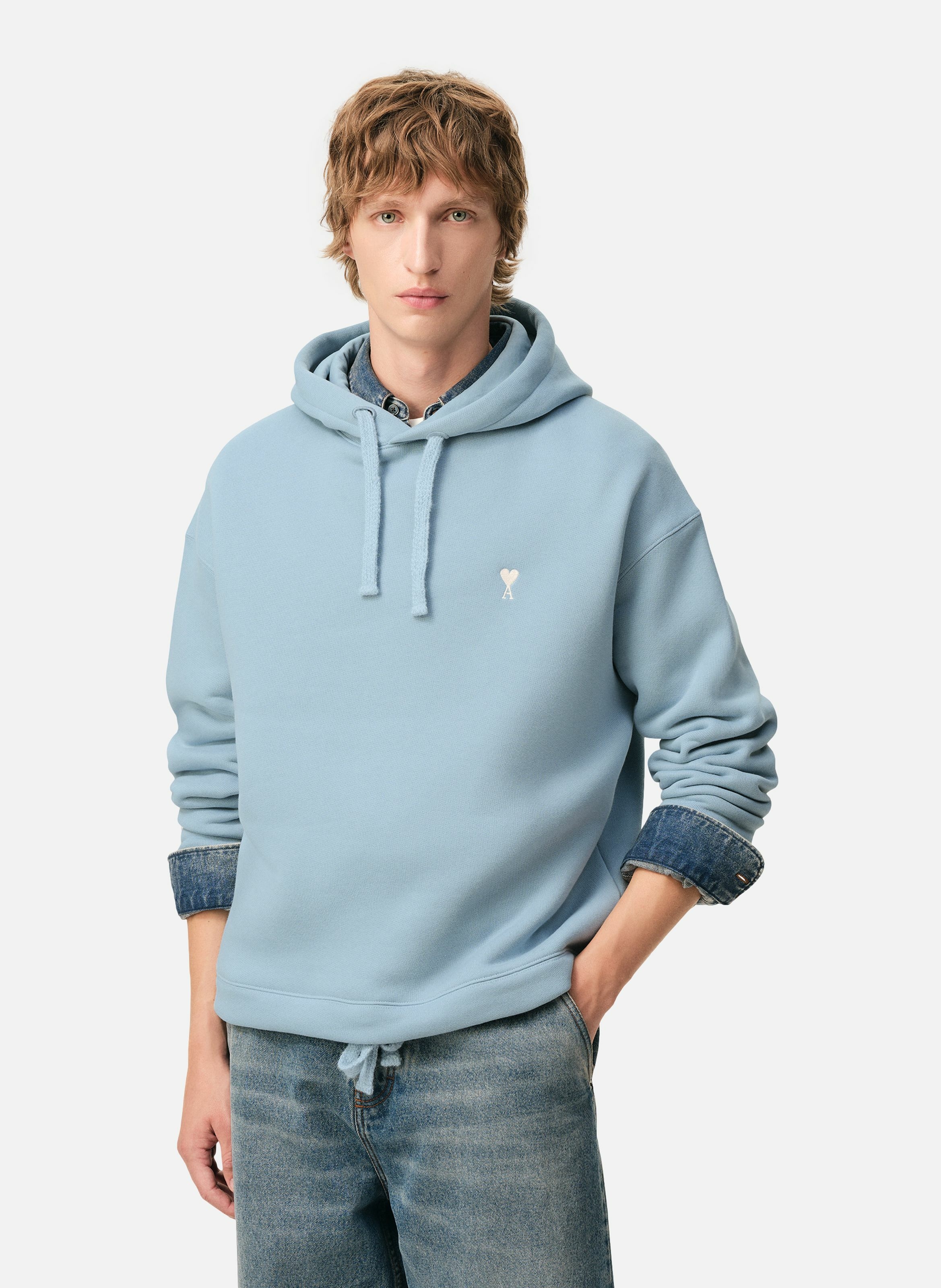 Hoodie ami de coeur en coton unisexe AMI PARIS Bleu