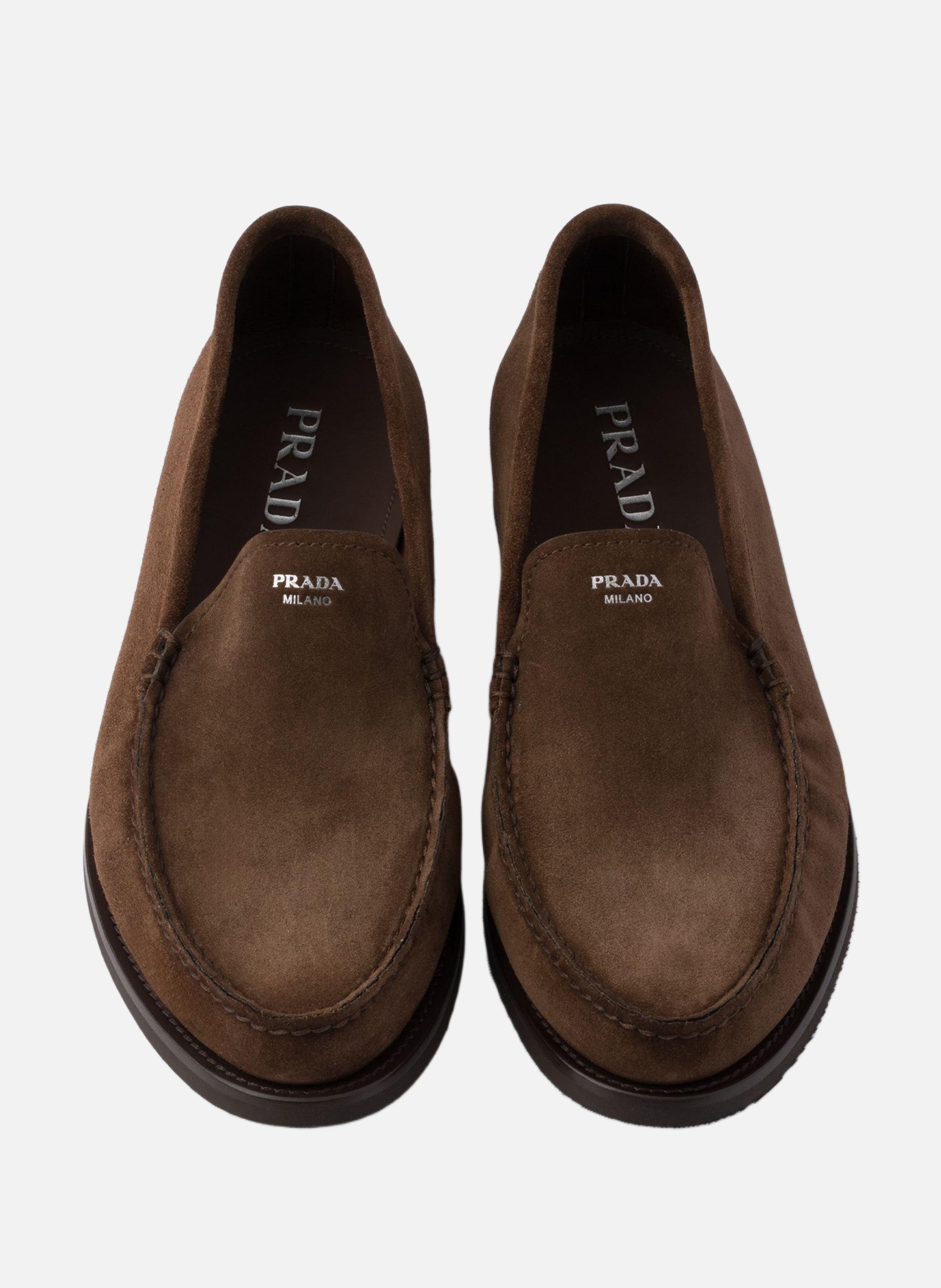 Mocassins en veau velours PRADA Marron