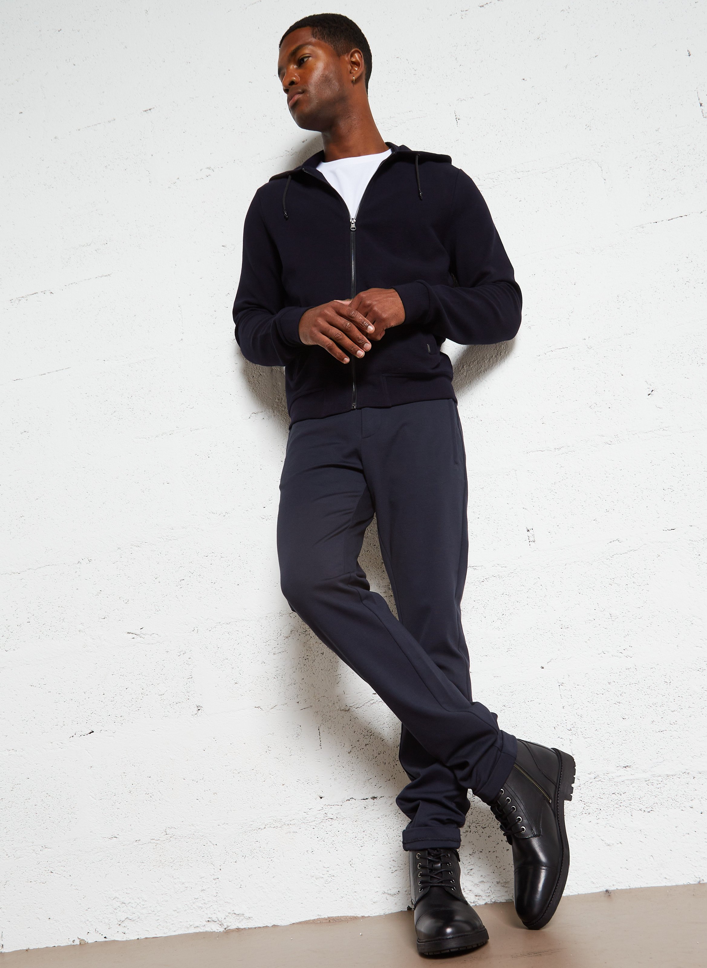 Pantalon slim en coton IKKS Bleu