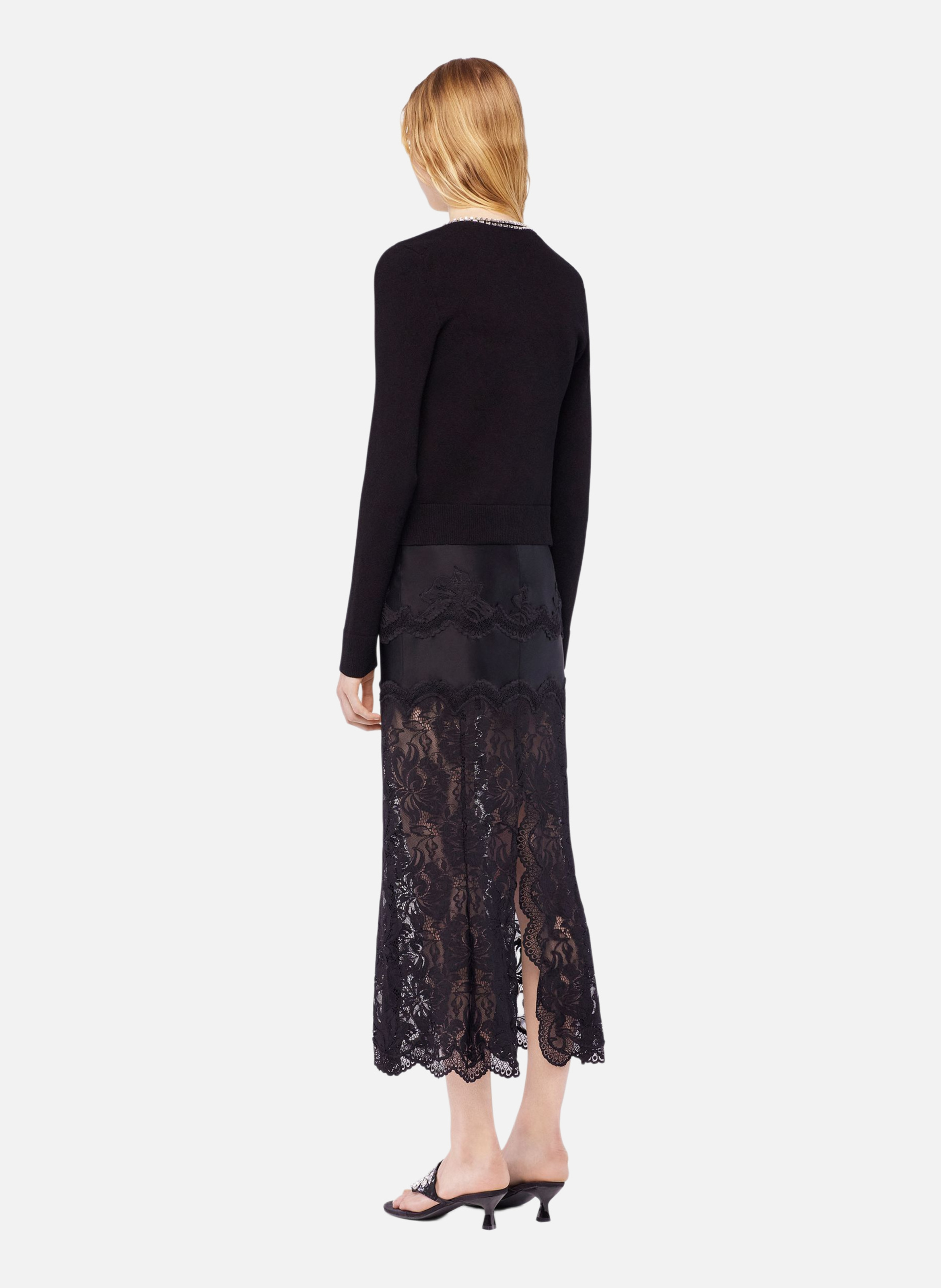 Cardigan en maille brodée RABANNE Noir