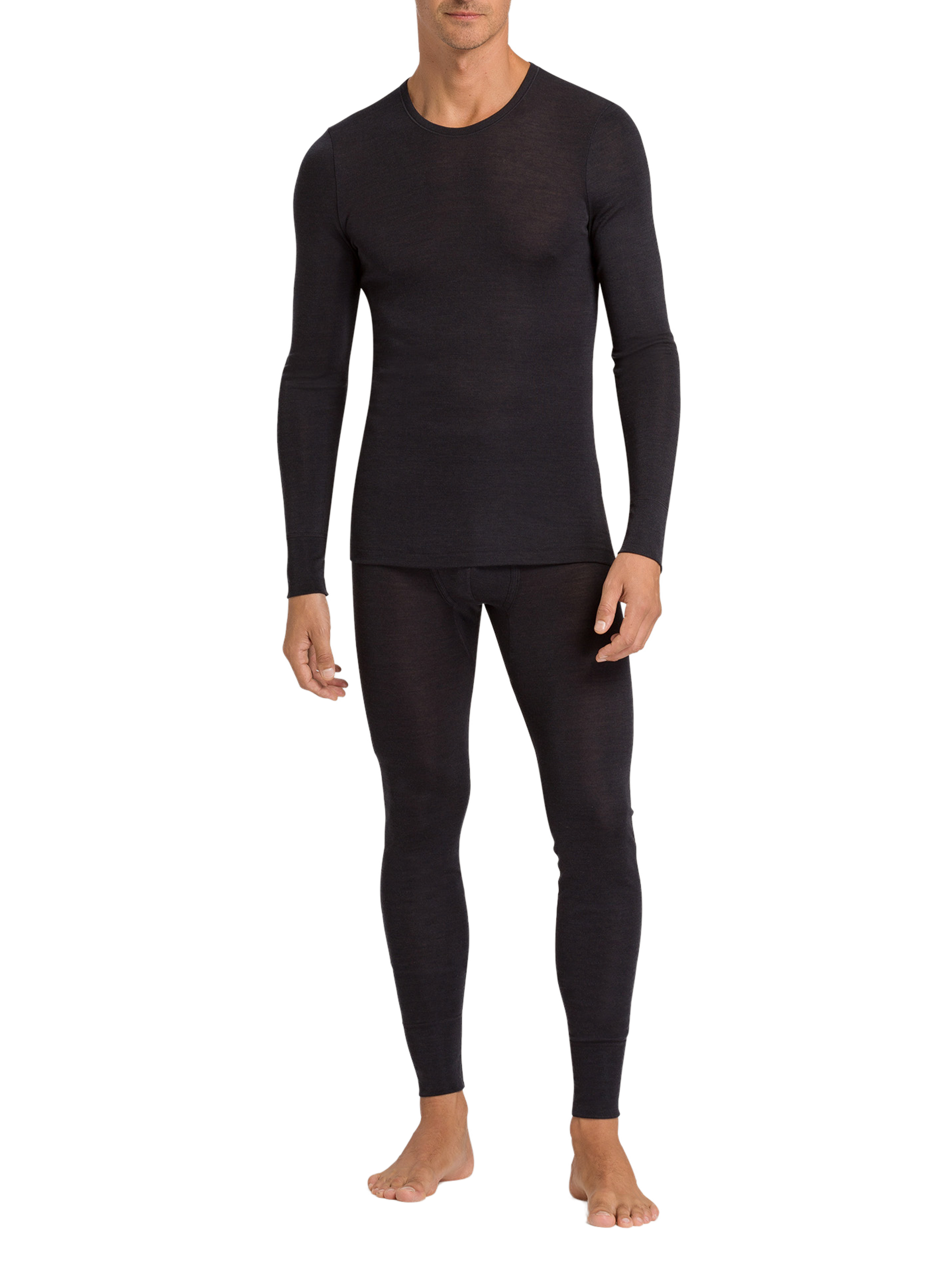 Long-sleeved wool and silk T-shirt HANRO Grey