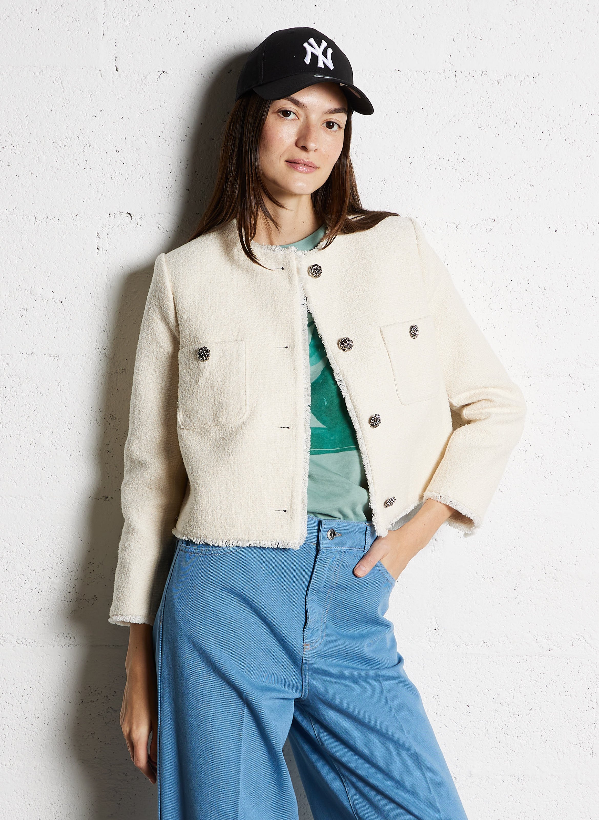 Veste courte en coton et laine mélangés mera BA&SH Beige