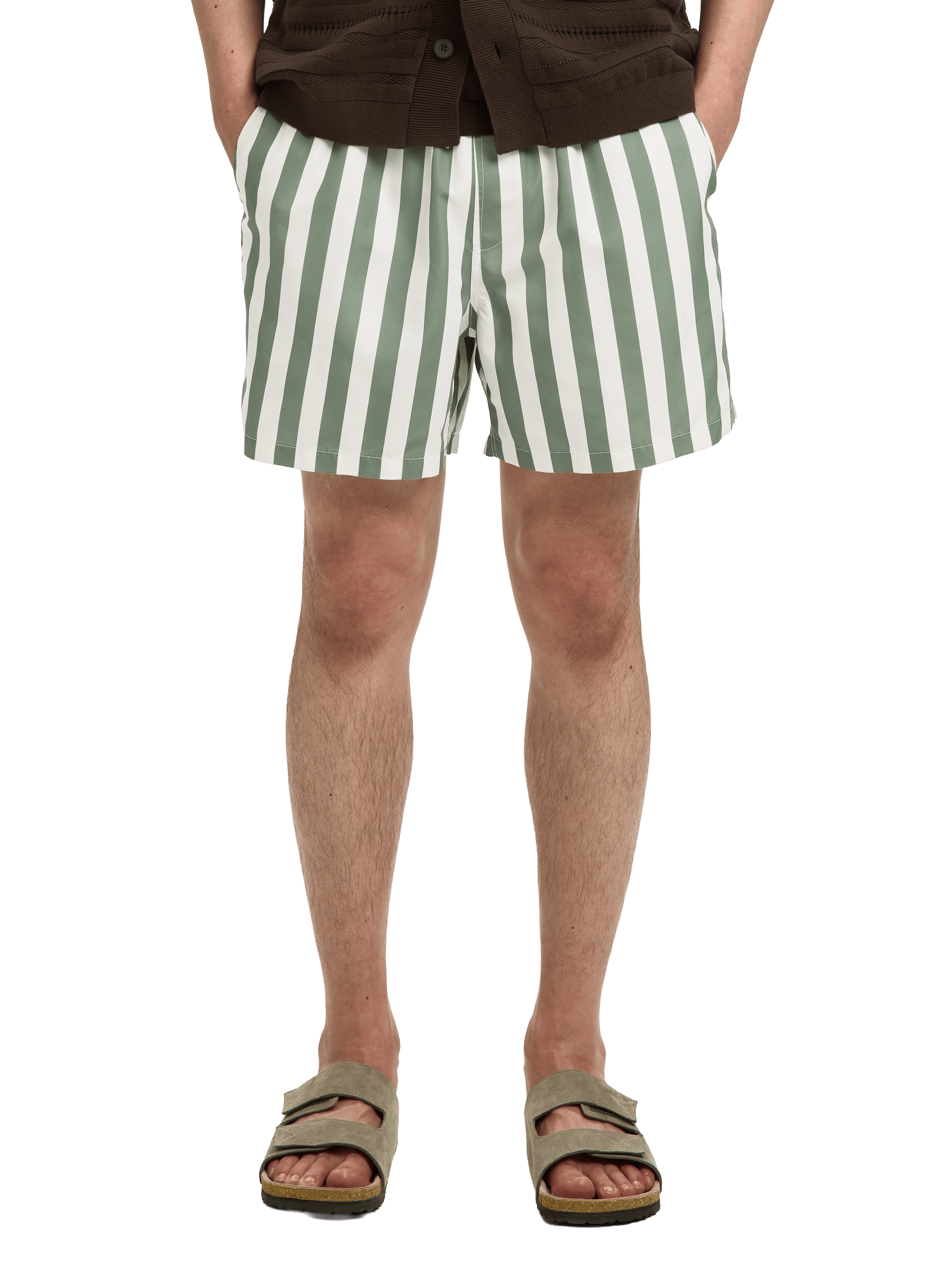 Striped swim shorts SELECTED Green