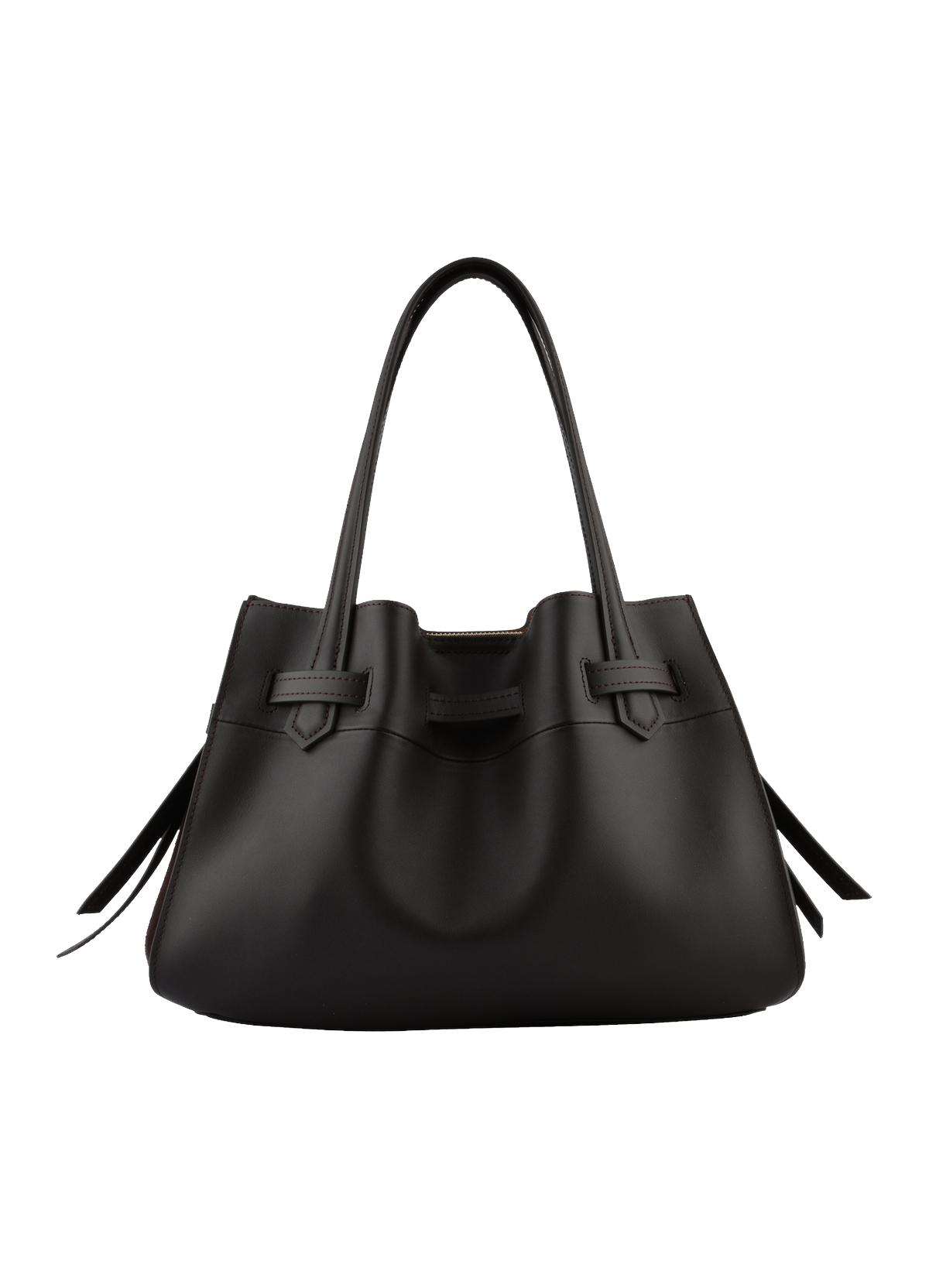 Blossom Daim | Sac à main MM en cuir de vachette POURCHET Marron