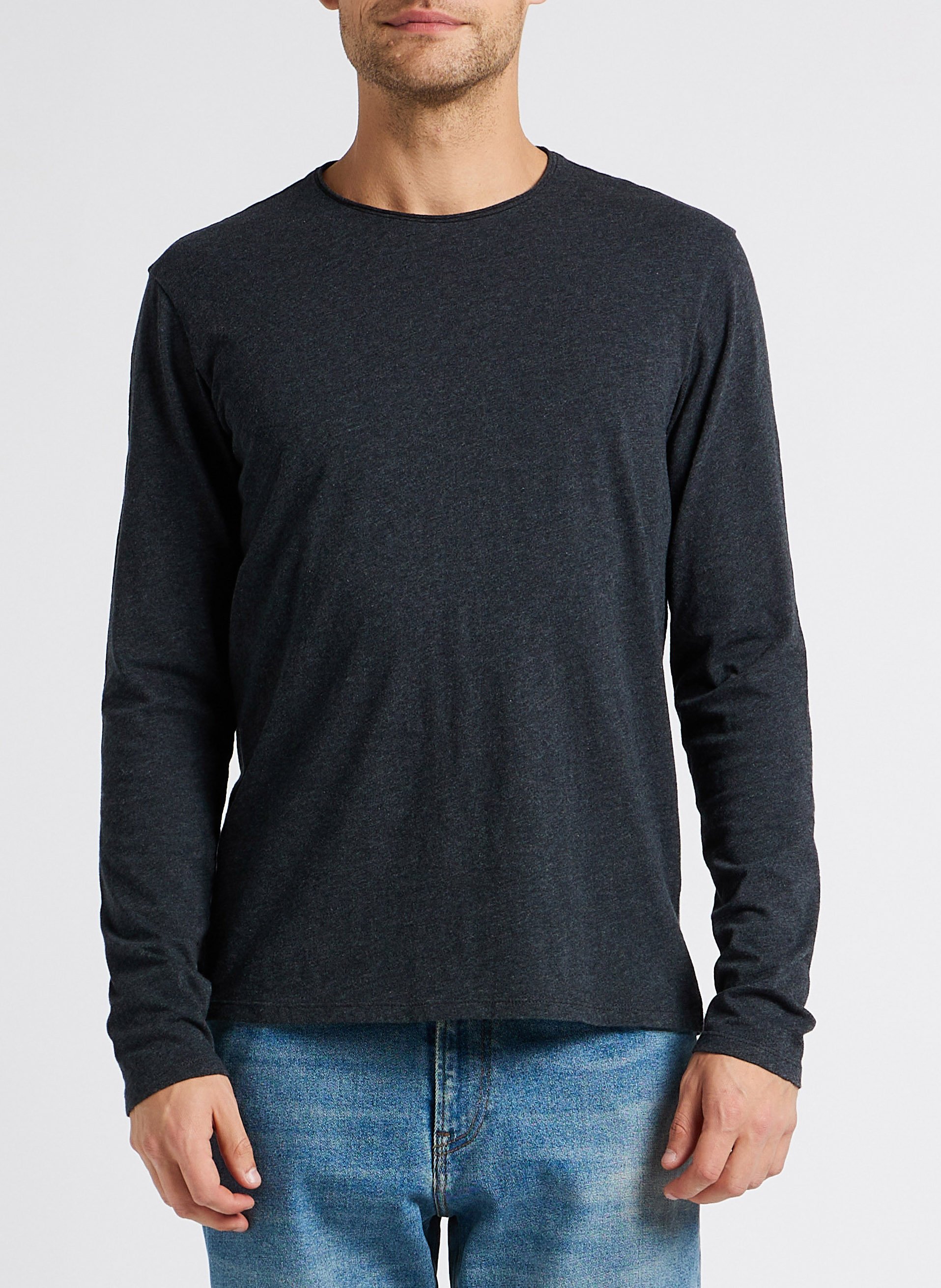 Tee-shirt col rond en coton  Gris anthracite