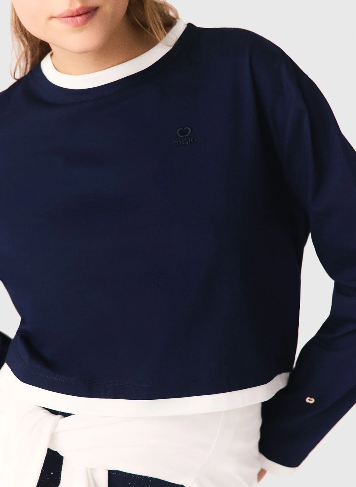 Tee-shirt court manches longues MAJE Bleu