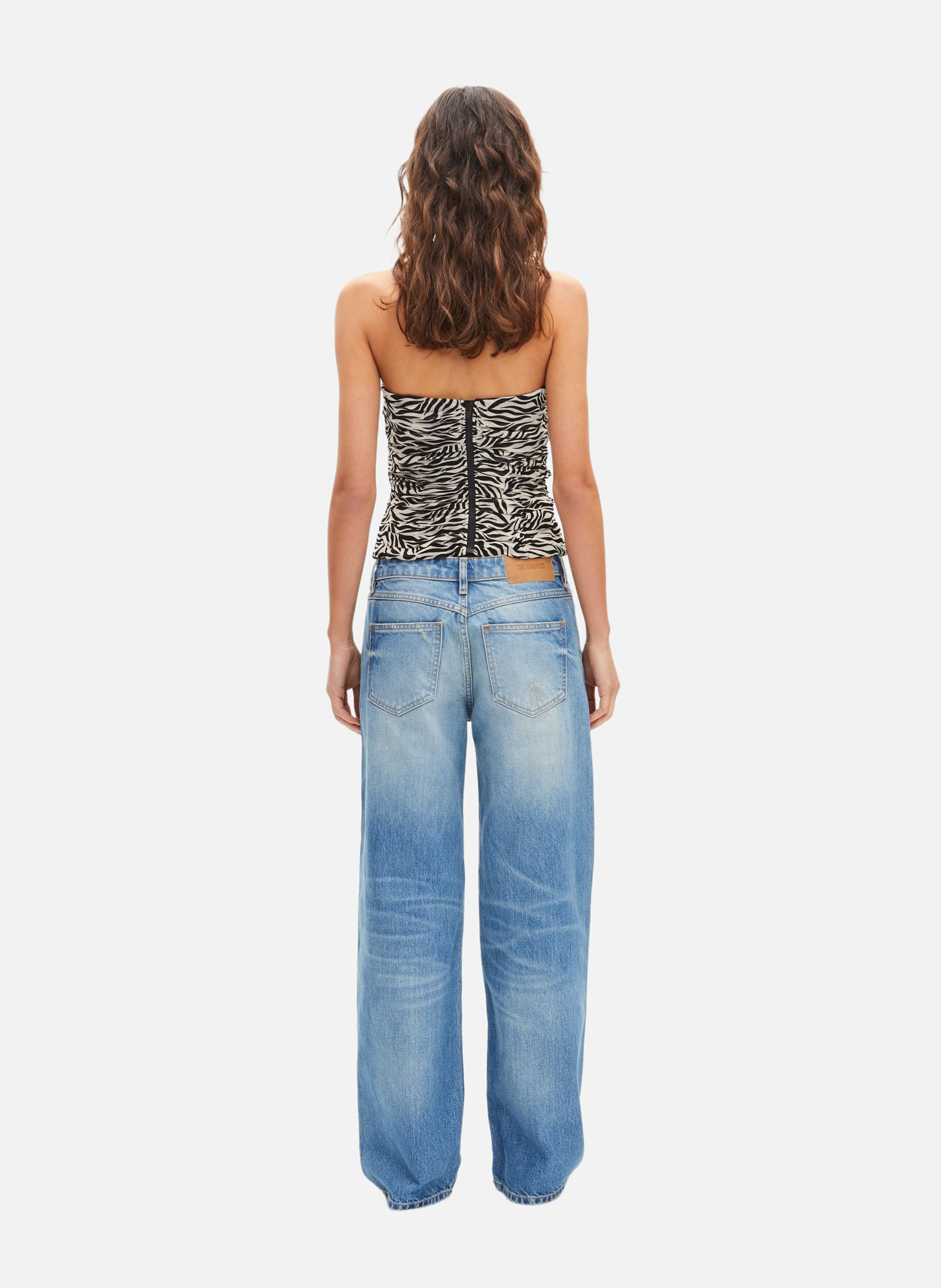 Top bustier à fronces imprimé THE KOOPLES Noir