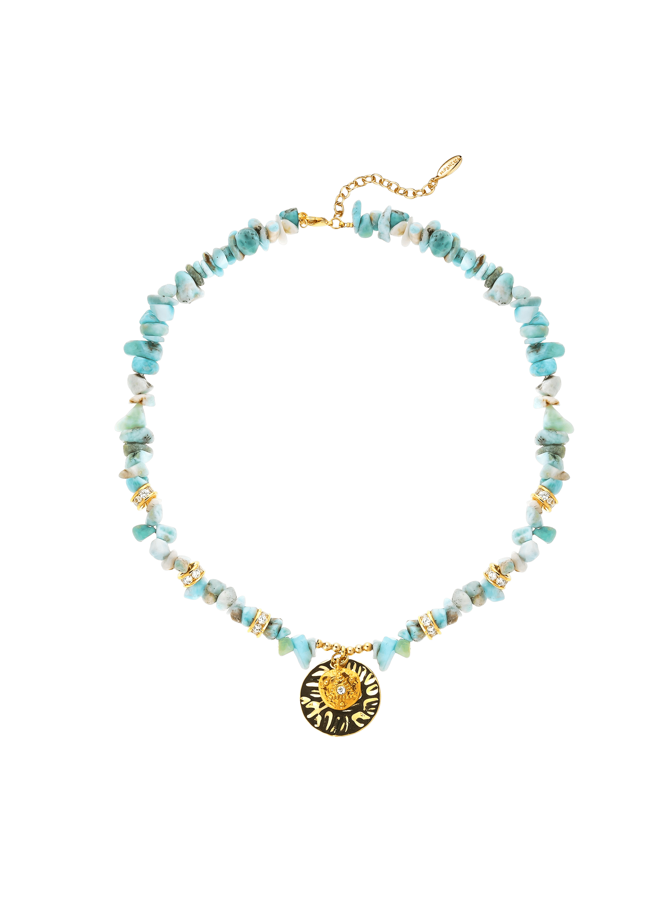 Collier avec pierres, perles et pendentif central victor HIPANEMA Bleu