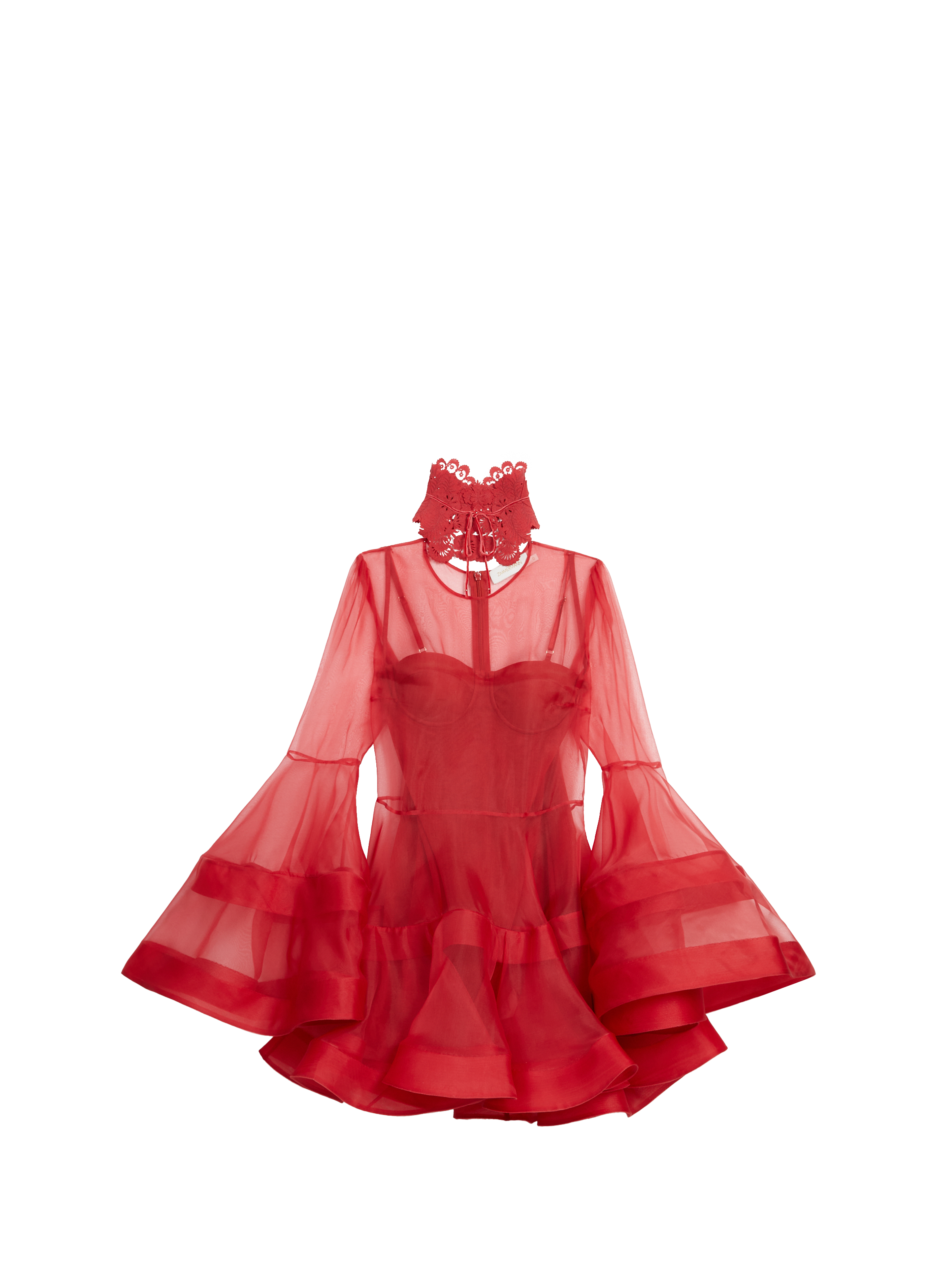 Short dress Lantern Rebellion in silk ZIMMERMANN Red