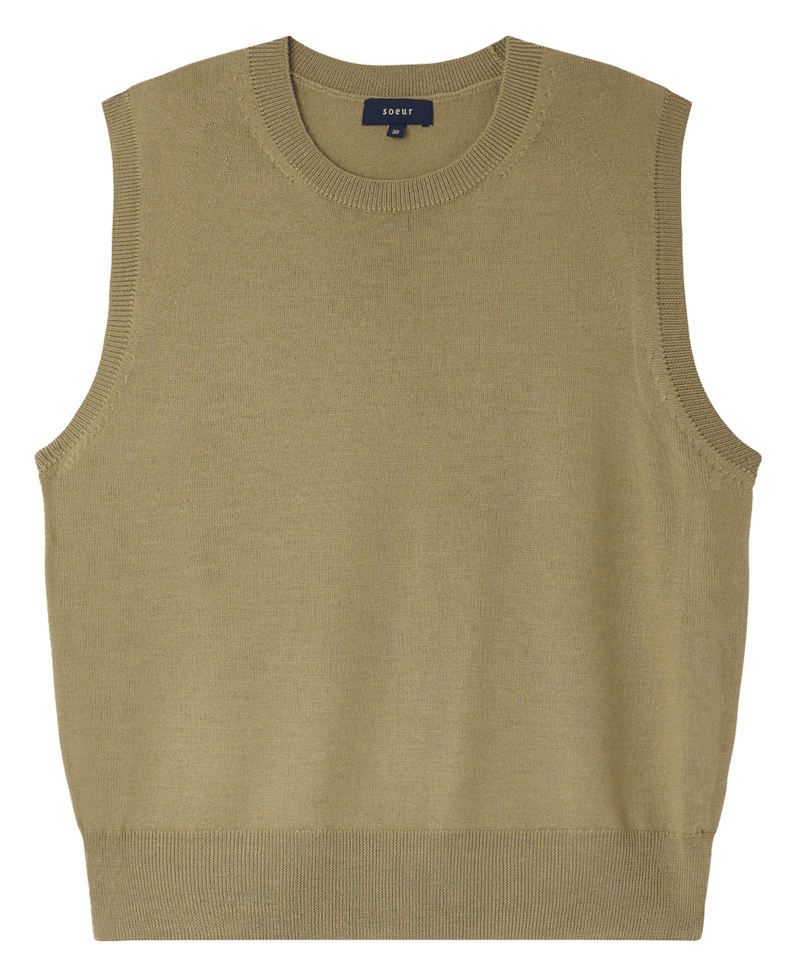 Pull sans manches col rond en laine mérinos fargo SOEUR Gris