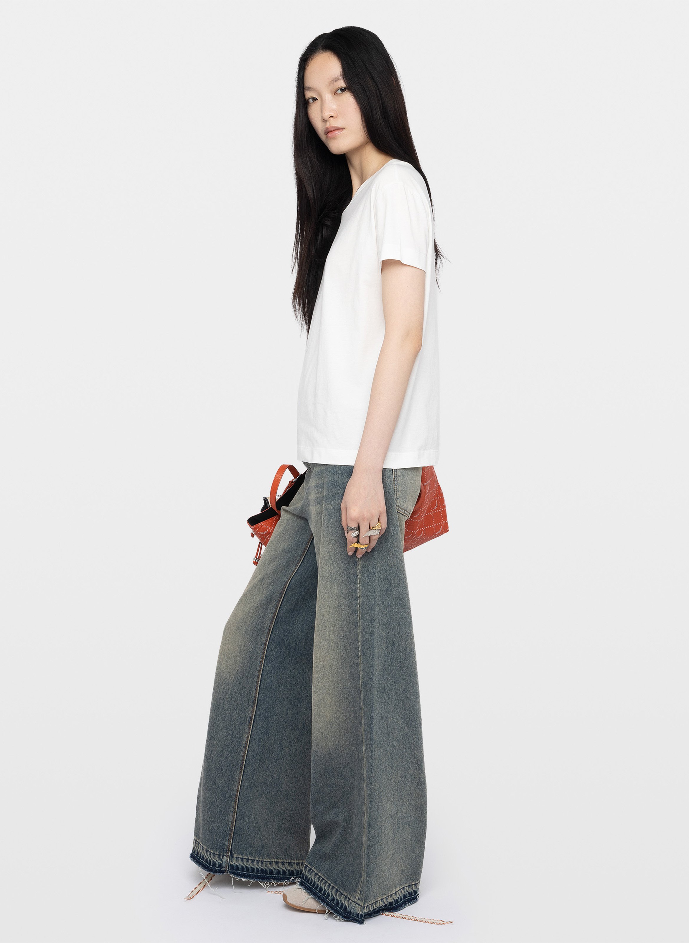 Tee-shirt droit col rond en coton suzan ZADIG&VOLTAIRE Blanc