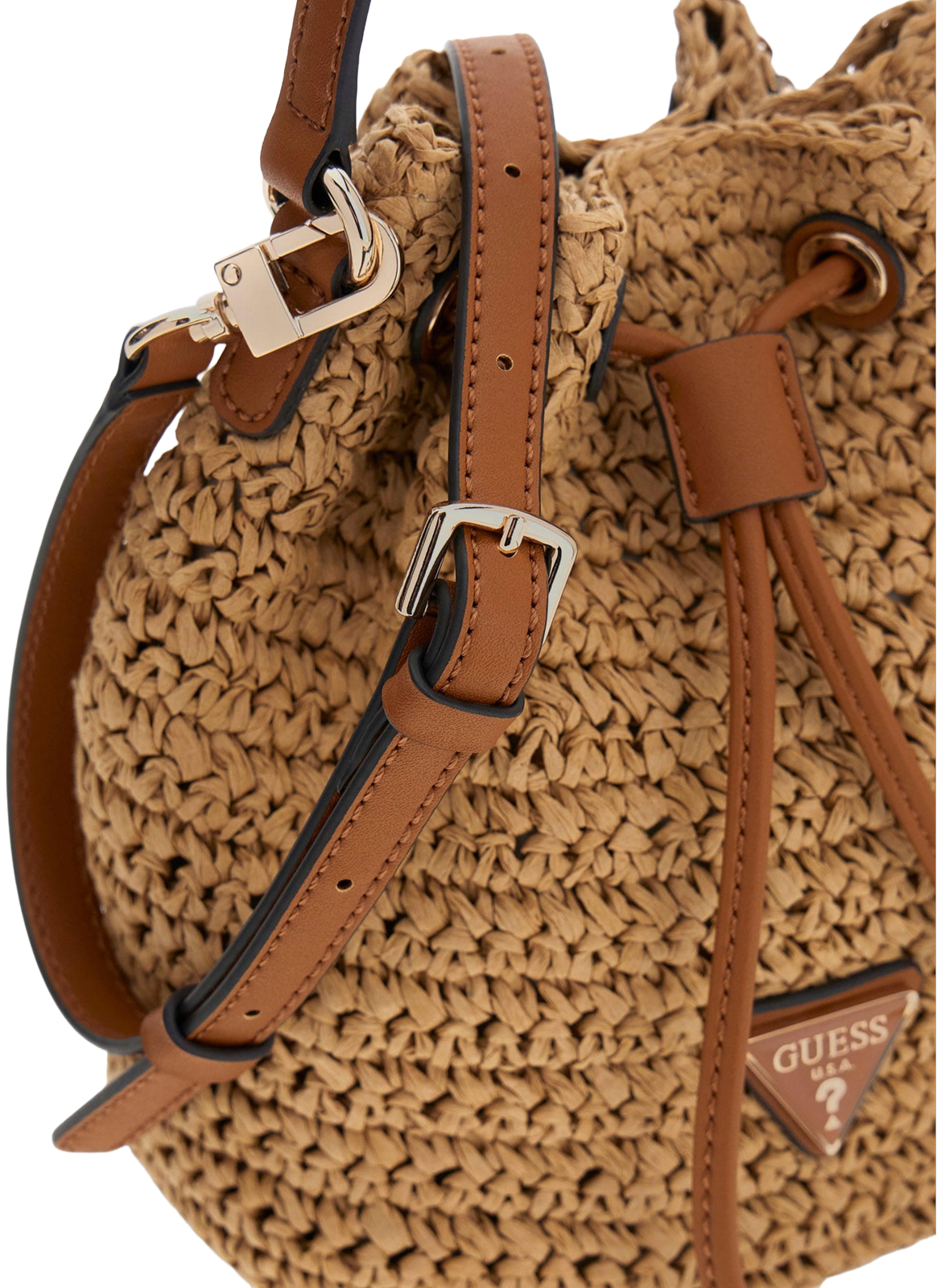 Ofelia straw bucket bag GUESS Brown