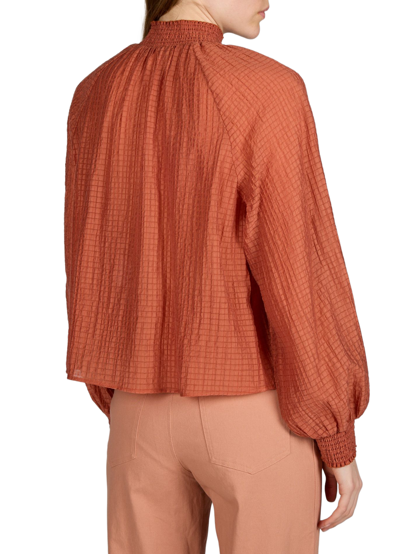 High neck top with small checkered pattern PETITE MENDIGOTE Pink