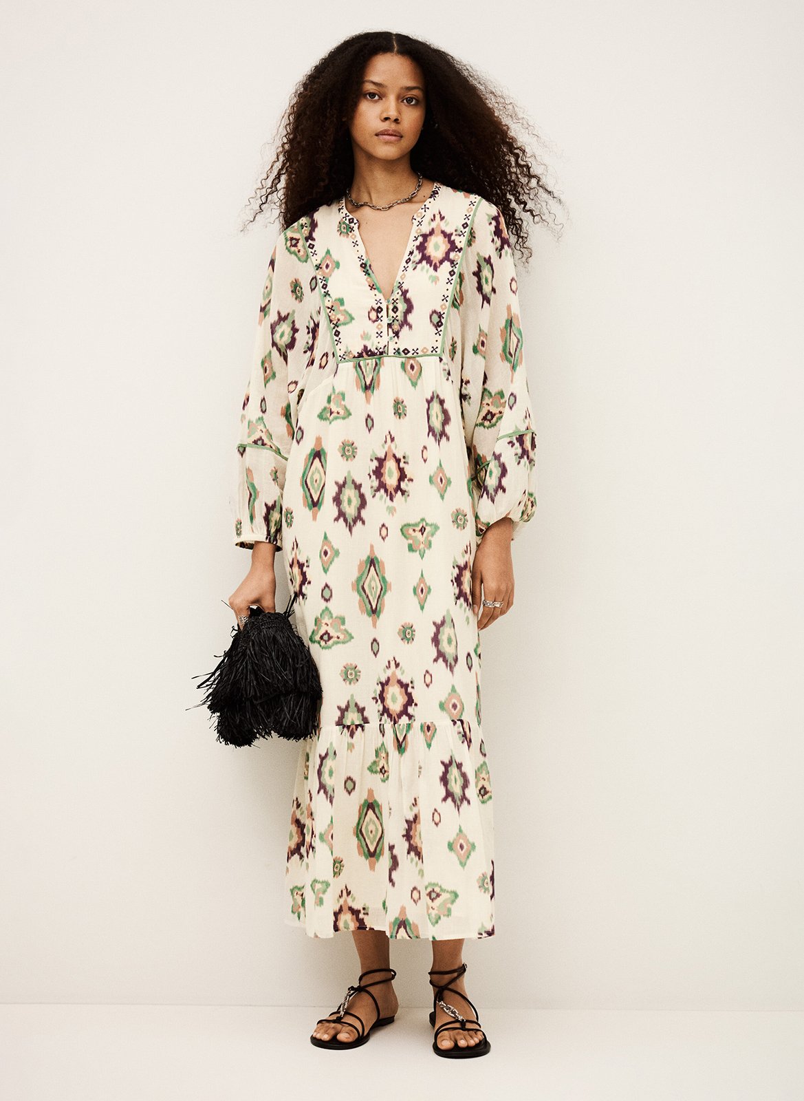 Robe midi imprimée oelia BA&SH Beige