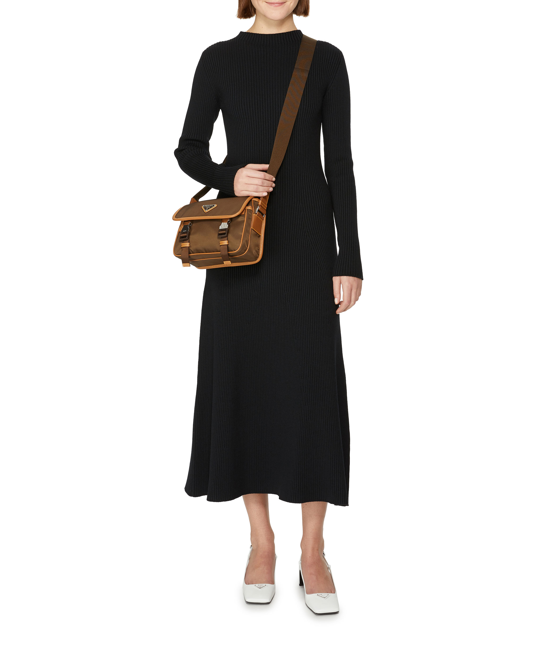 Wool maxi dress PRADA Black