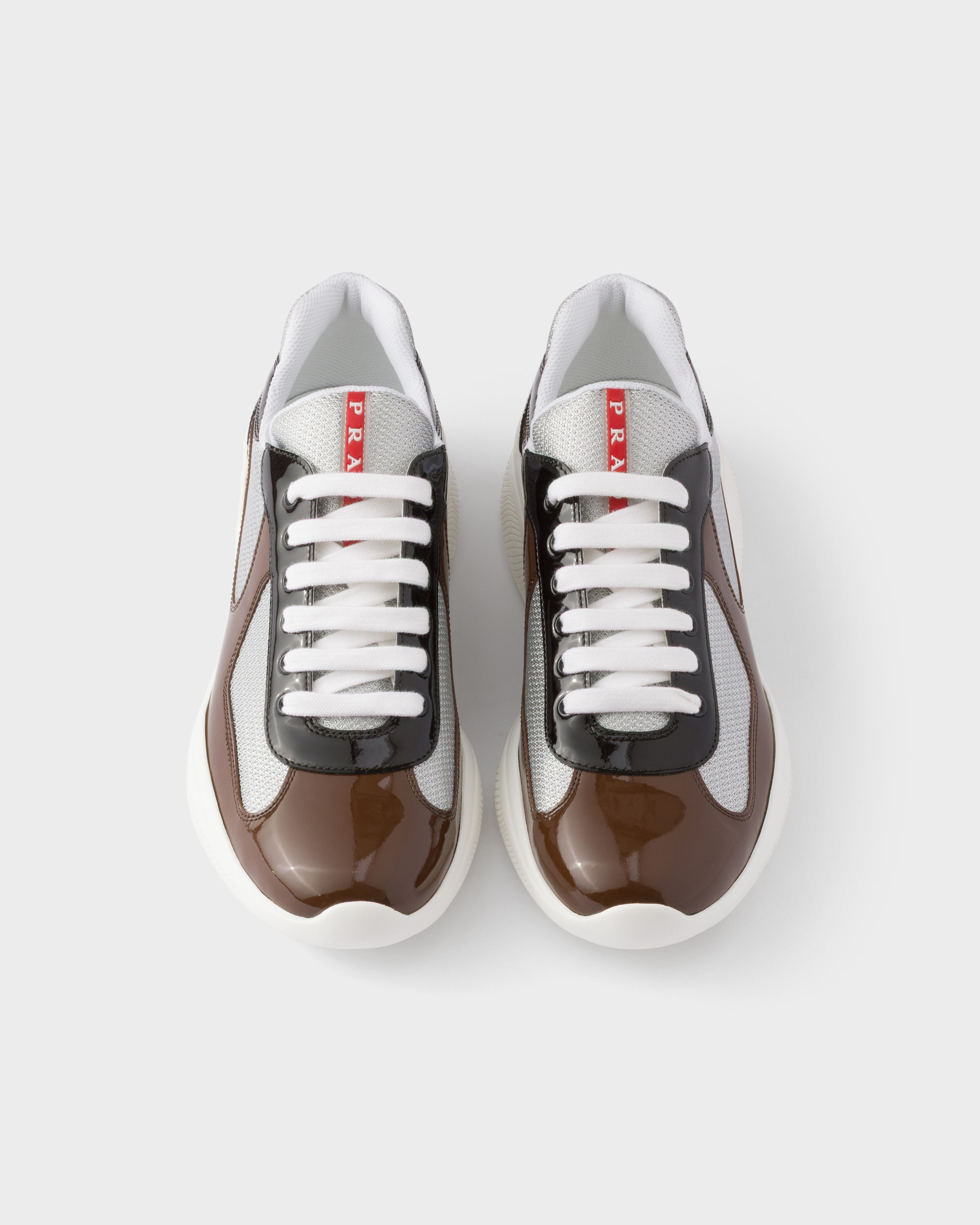 Sneakers prada america’s cup en cuir verni et tiss PRADA Marron