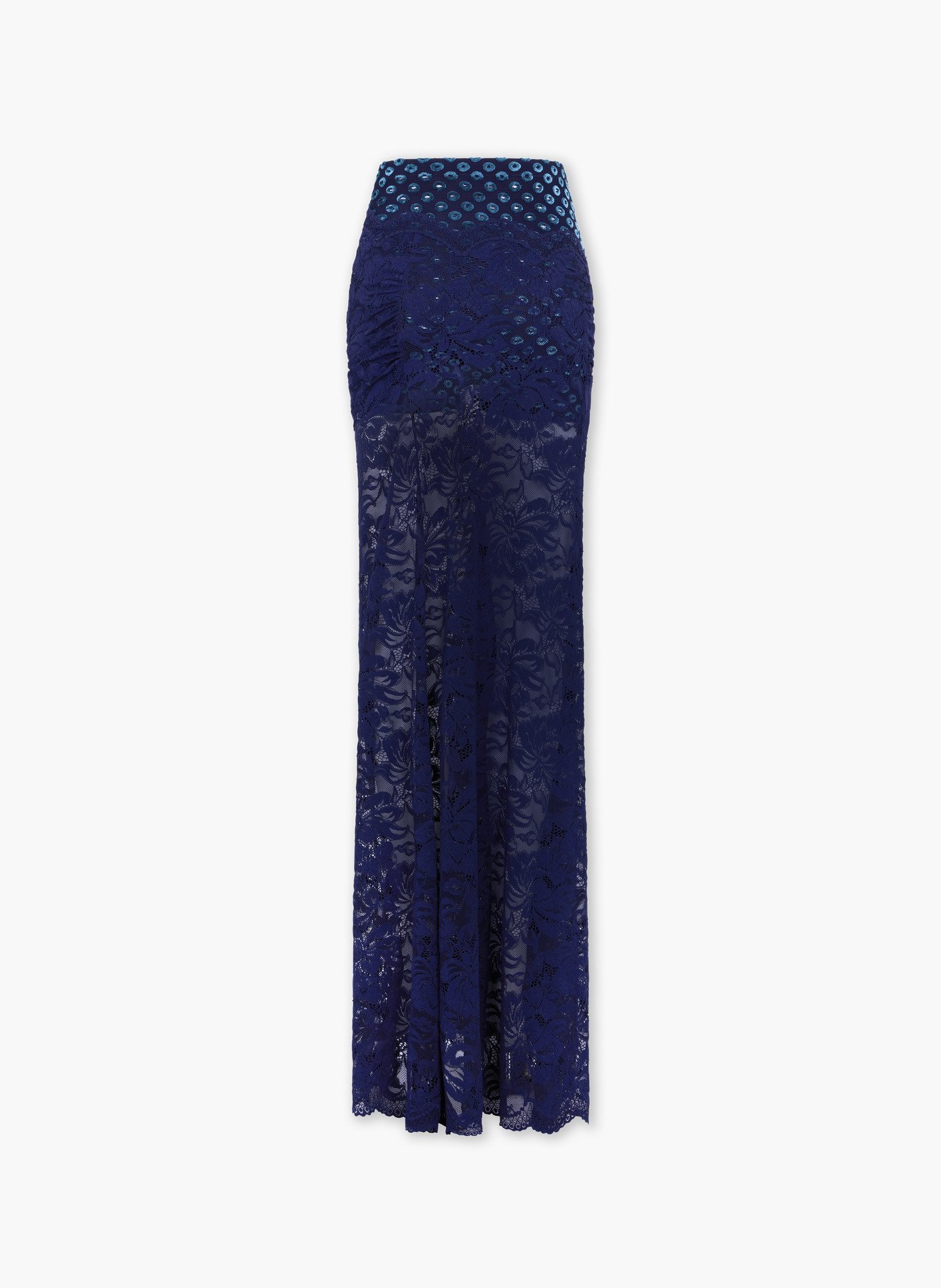Longue jupe en dentelle trompe-l'œil RABANNE Bleu
