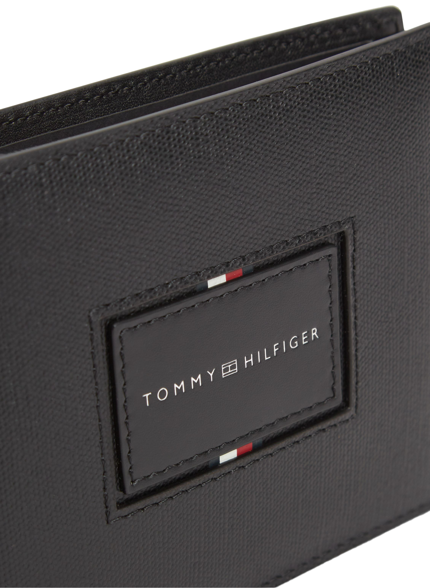 Textured leather flap wallet TOMMY HILFIGER Black