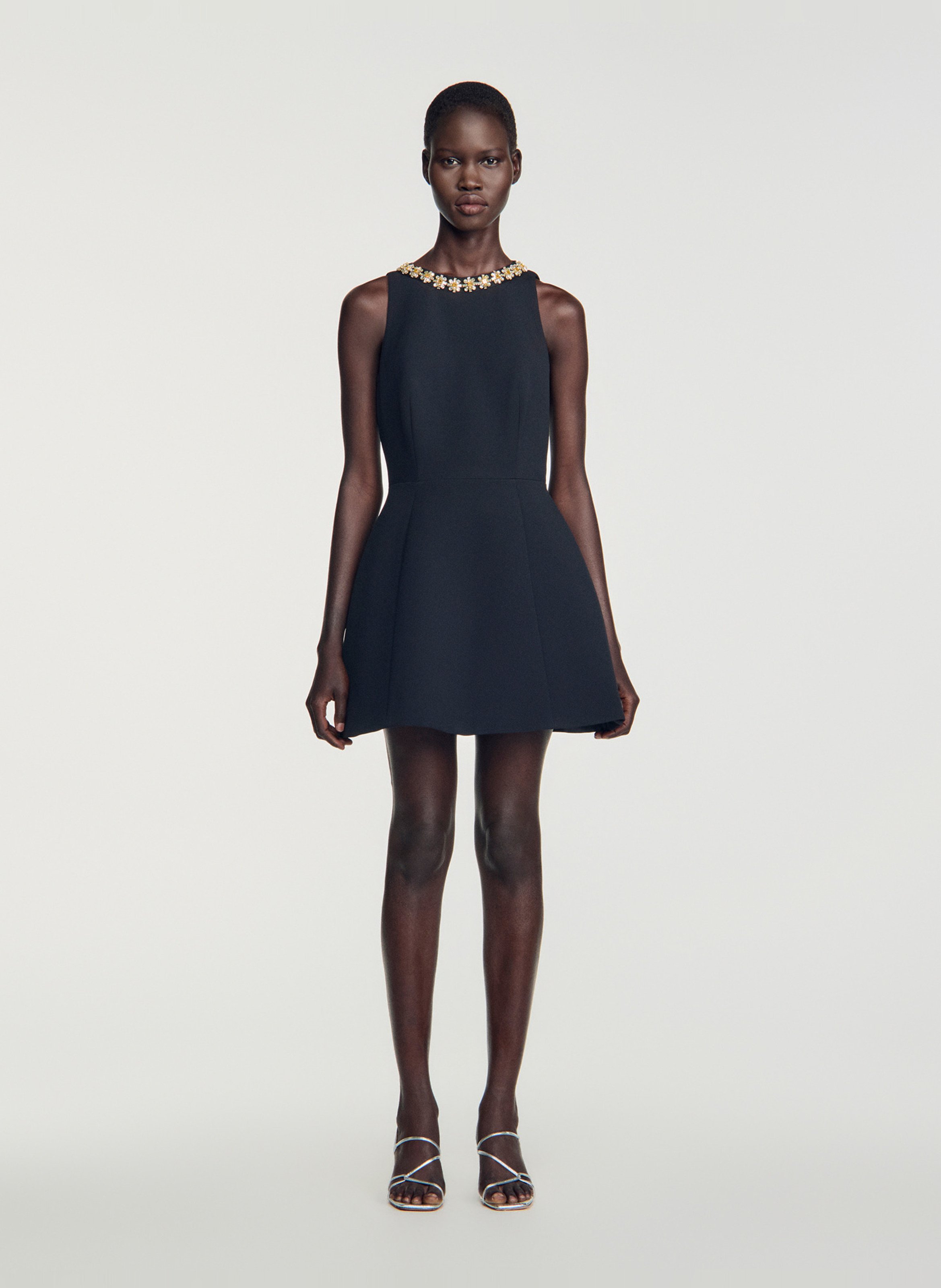 Robe courte à col strass SANDRO Noir