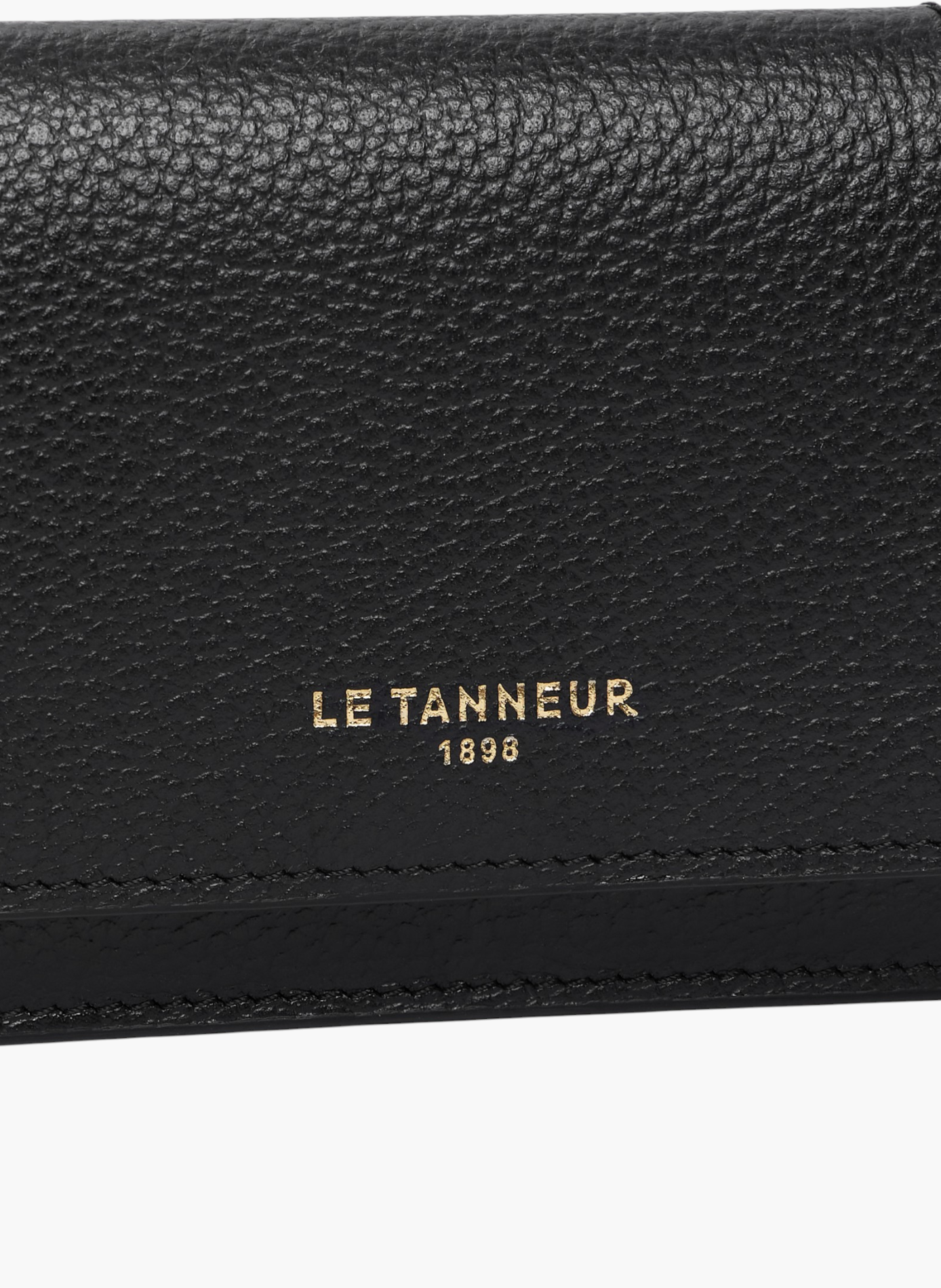 Petit porte cartes à rabat louison en cuir grainé LE TANNEUR Noir
