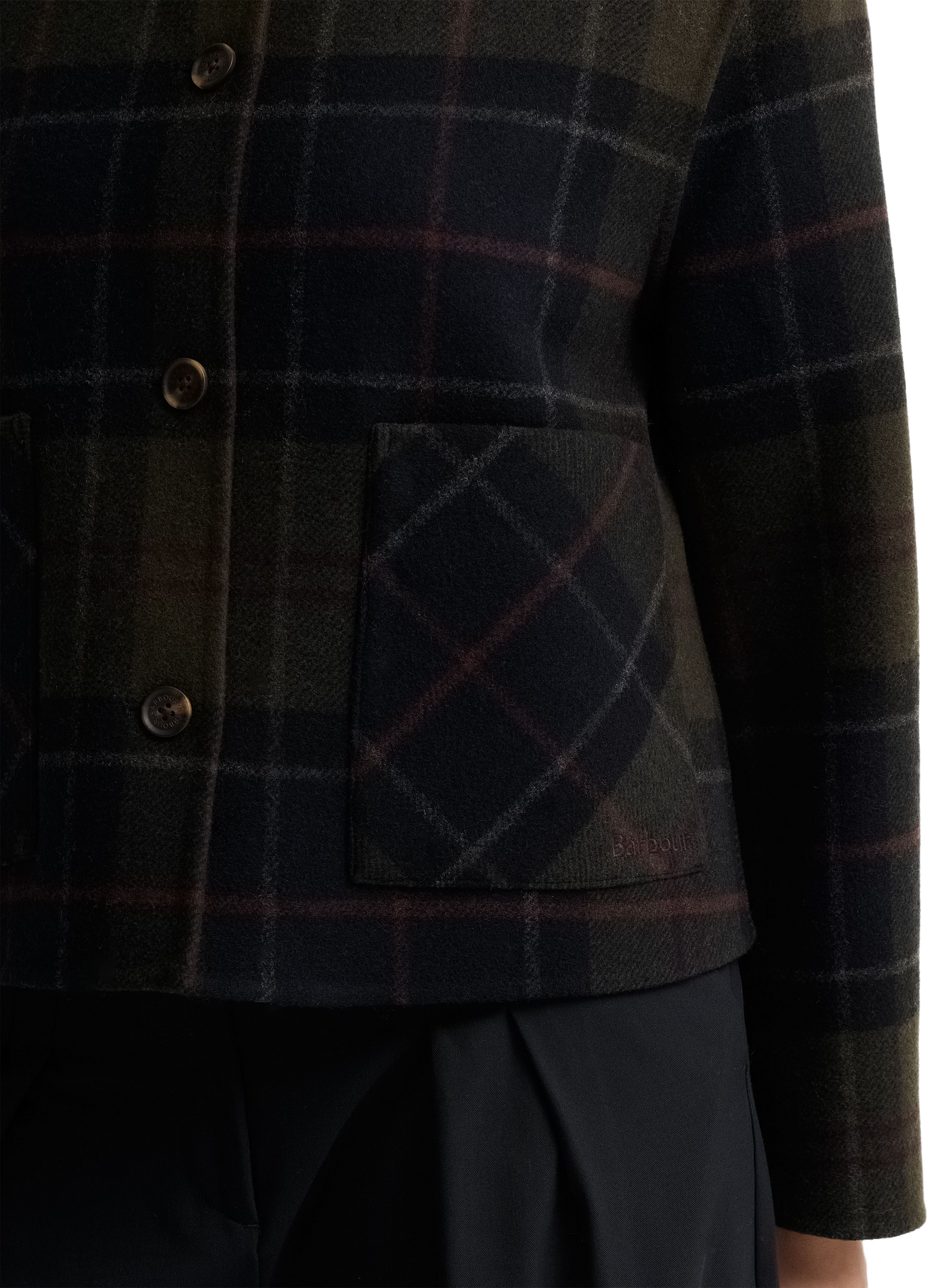 Gerader Wollmix-Blazer mit Rundhalsausschnitt in Karomuster. BARBOUR Mehrfarbig