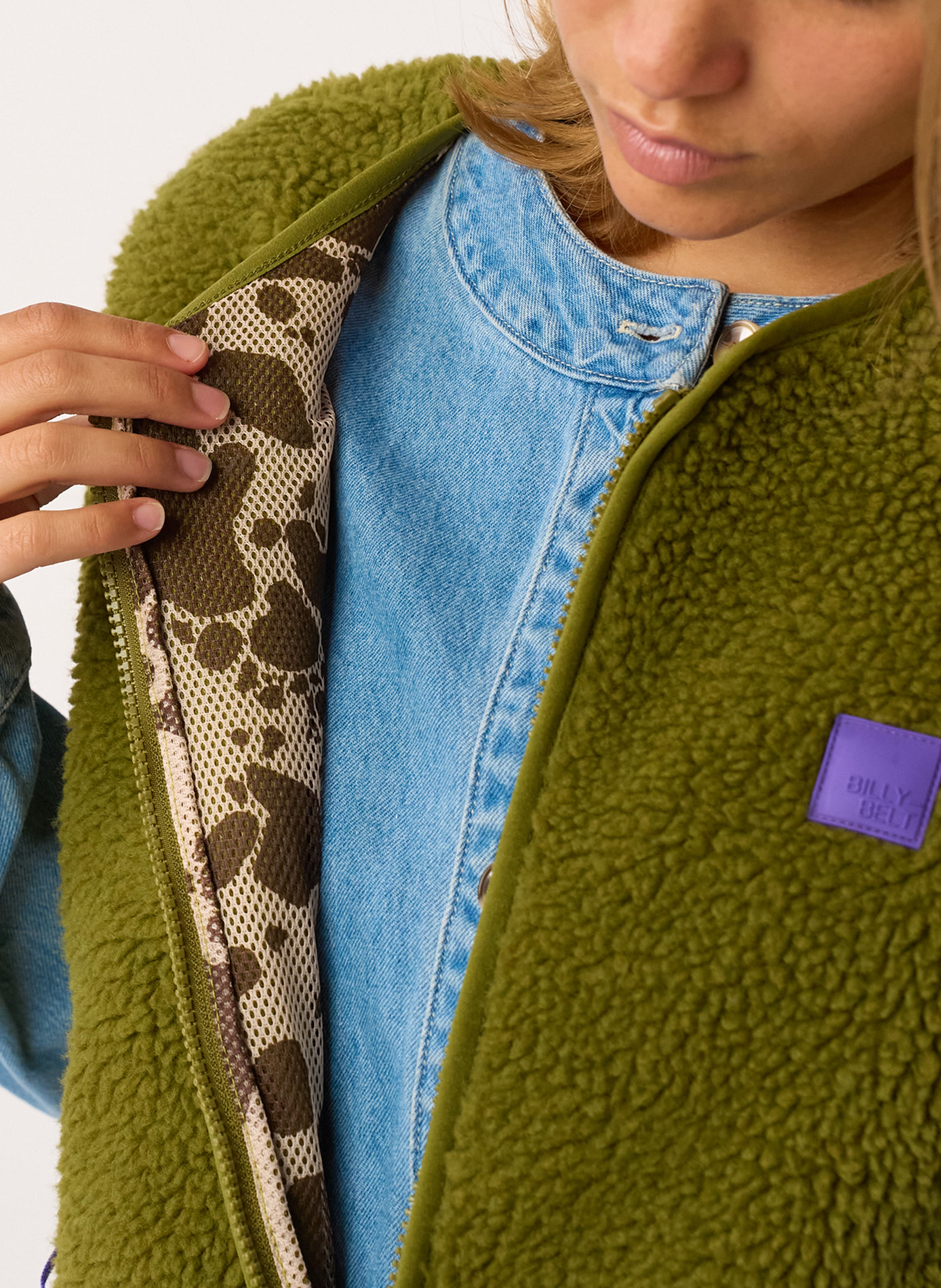 Veste sherpa zippée sans manches BILLYBELT Vert