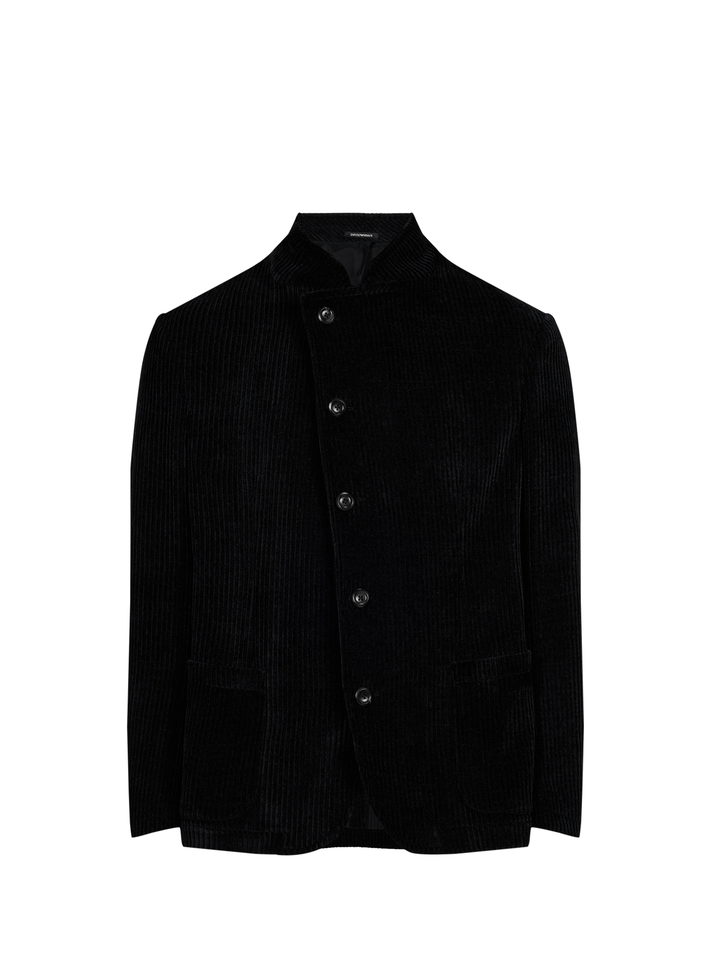 Ribbed jacket with asymmetrical closure. EMPORIO ARMANI Black