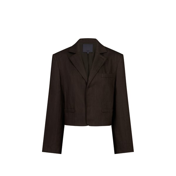 Veste col tailleur en laine mélangée Veste col tailleur en laine mélangée